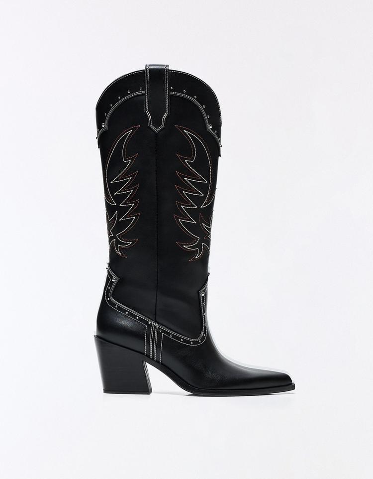 Kovboy topuklu zımbalı bot