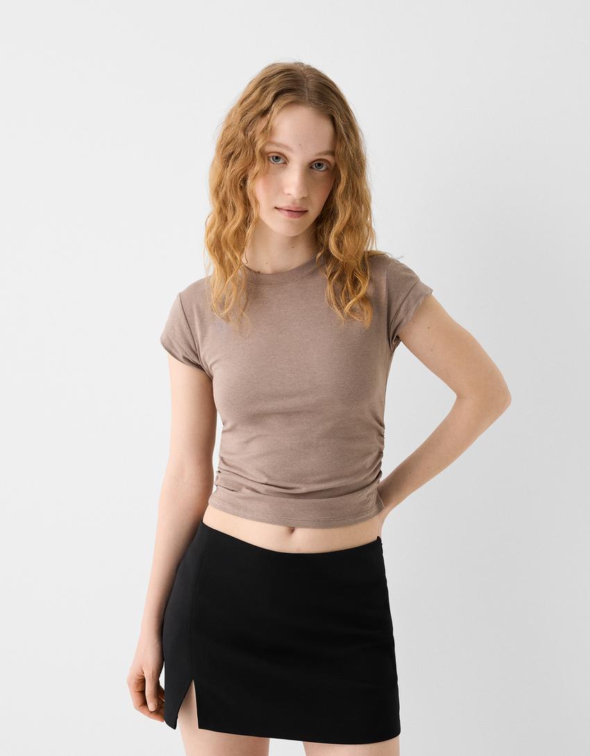 تنورة سكورت بقصة محبوكة-أسود-1