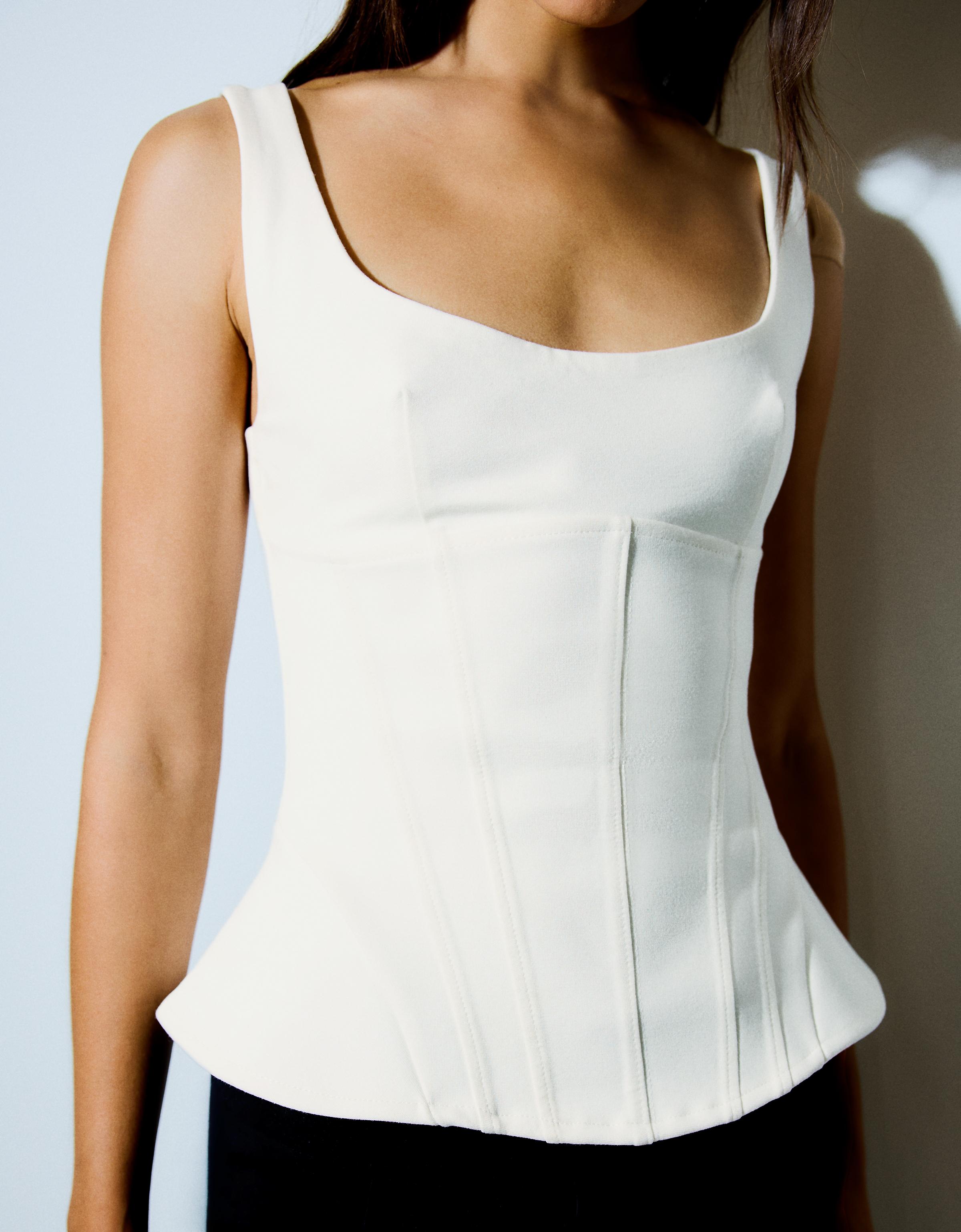 Structured tie-back top — White