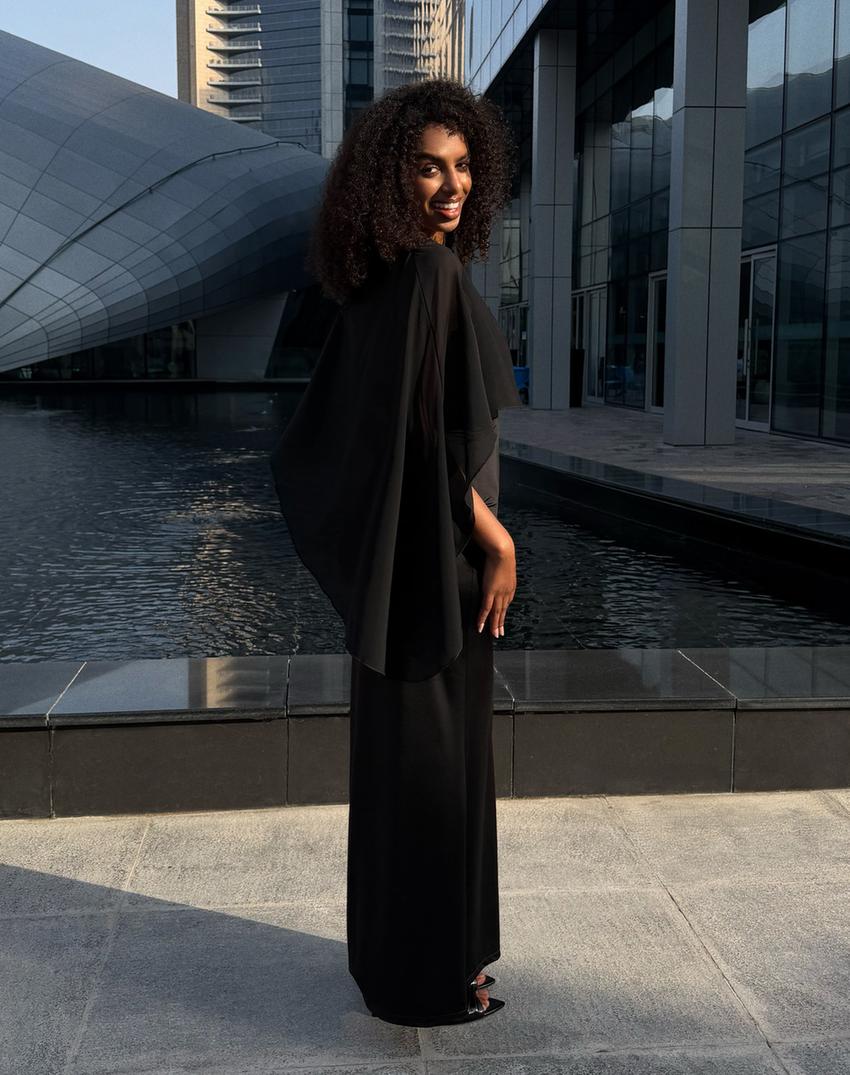 Robe midi cape-Noir