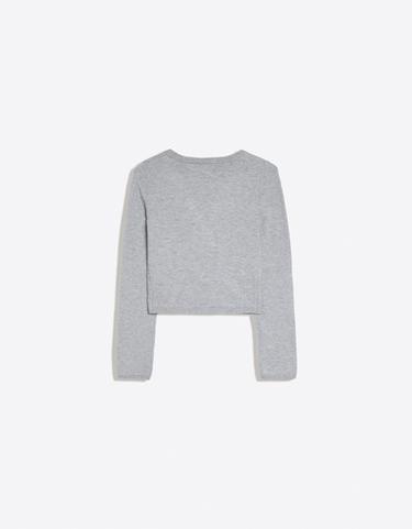 V-neck stripe buckle jumper — Grey 6