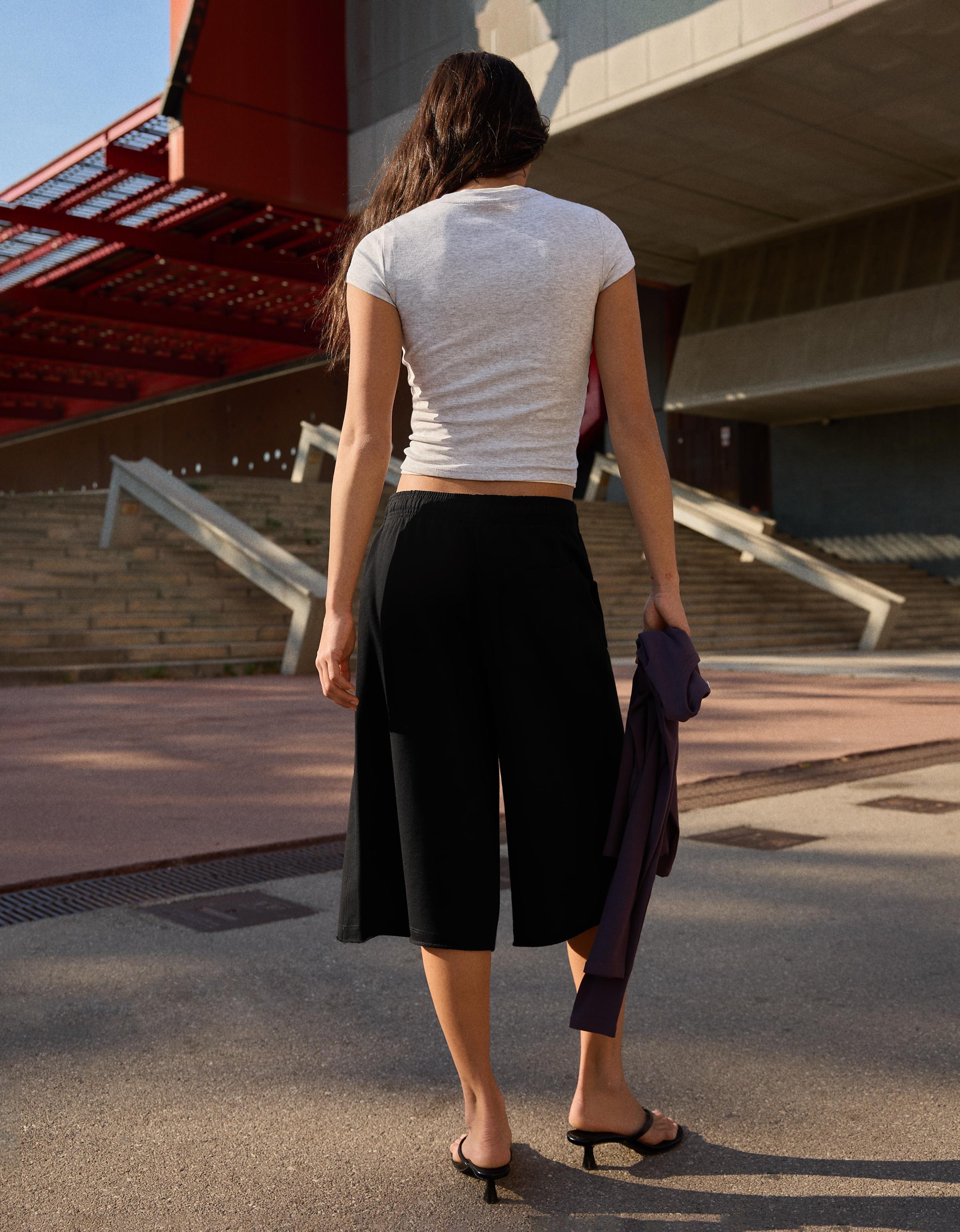 Long jersey Bermuda shorts — Black