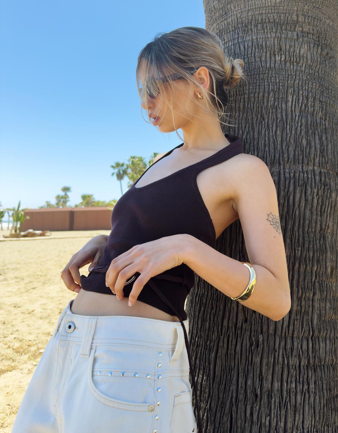 Halter top with ring detail