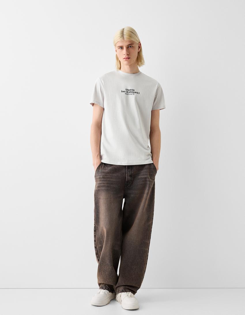 Short sleeve T-shirt with print-Grey-3