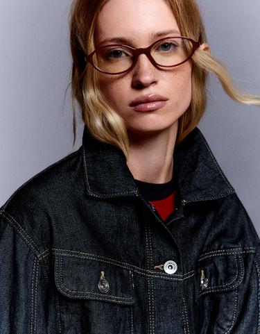Oval blue light filtering glasses — Burgundy 1