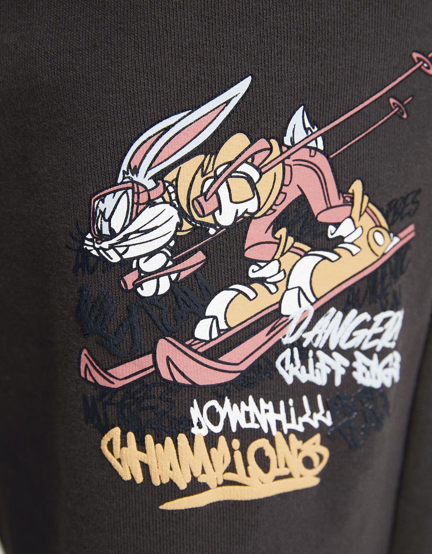 بنطال قطيفة بطبعة باغز باني-رمادي-5