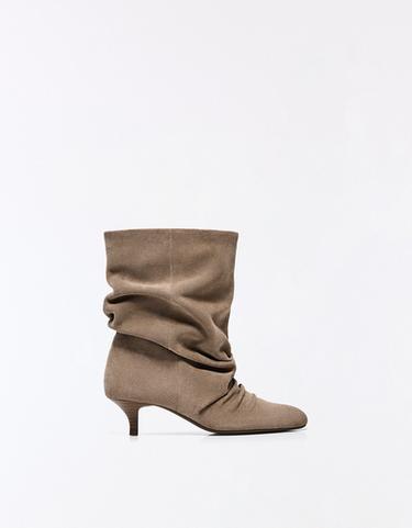 Leather high-heel boots — TAUPE 1