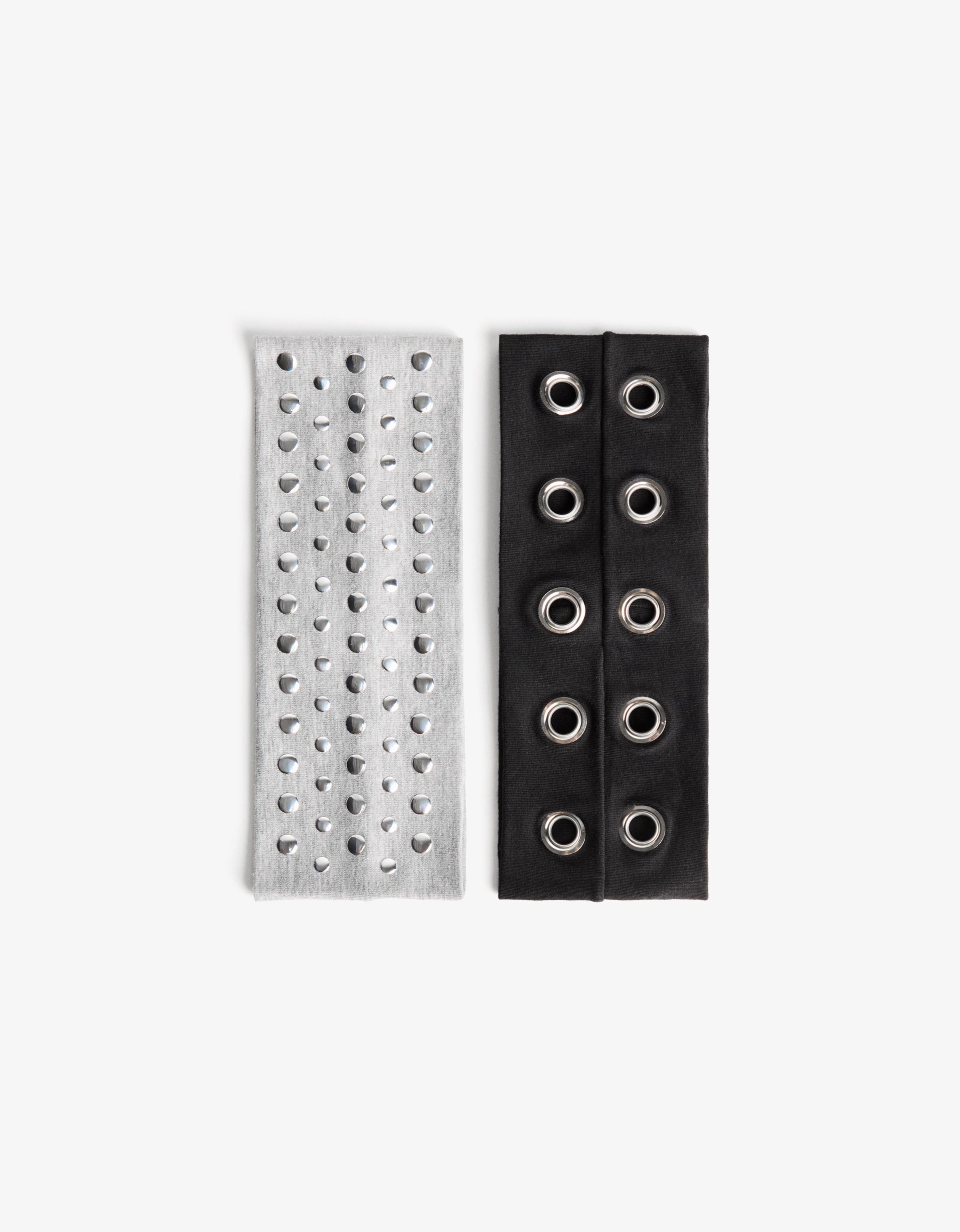 Pack of 2 studded hair bands — Grey
