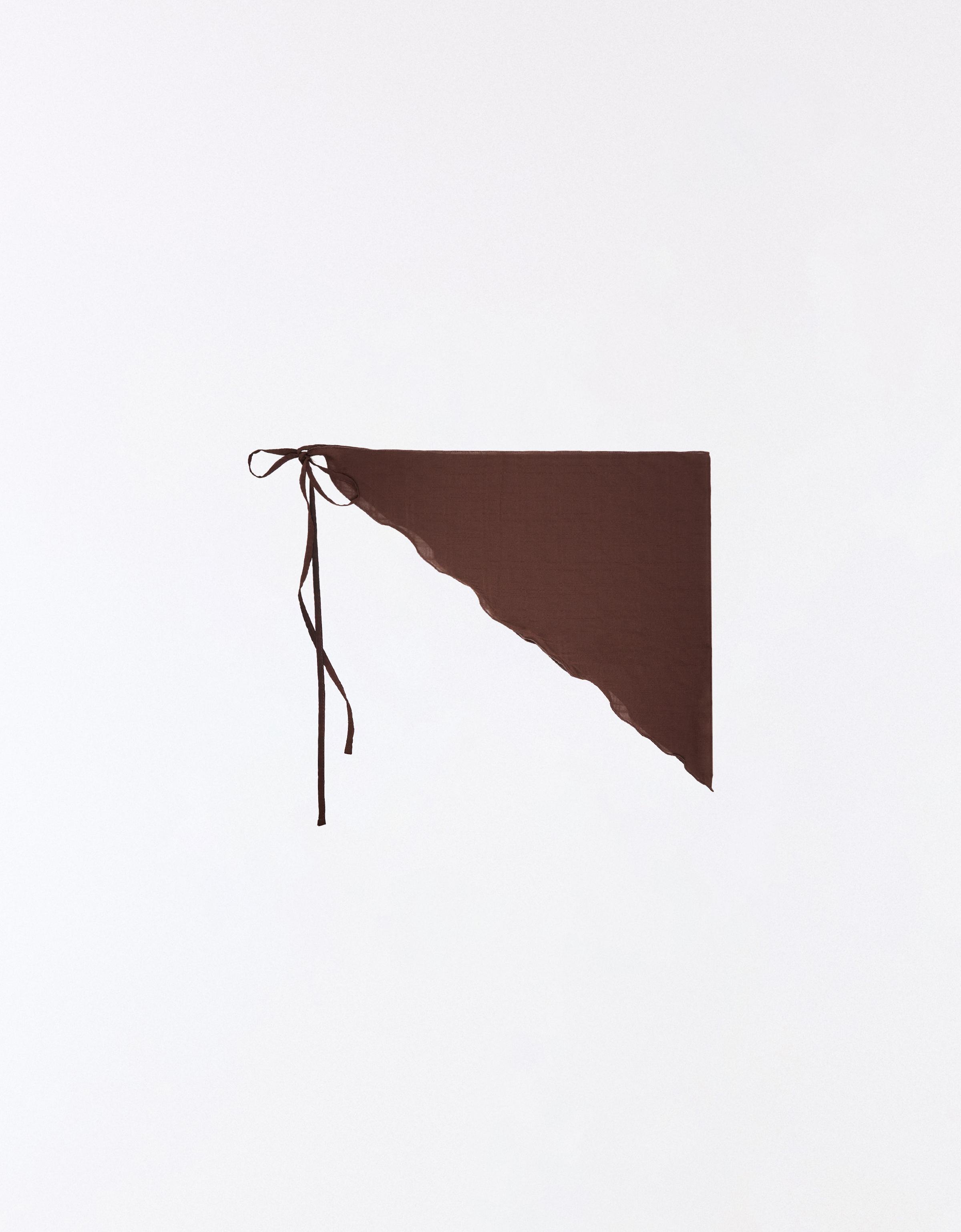Asymmetric scarf with tie detail — Brown