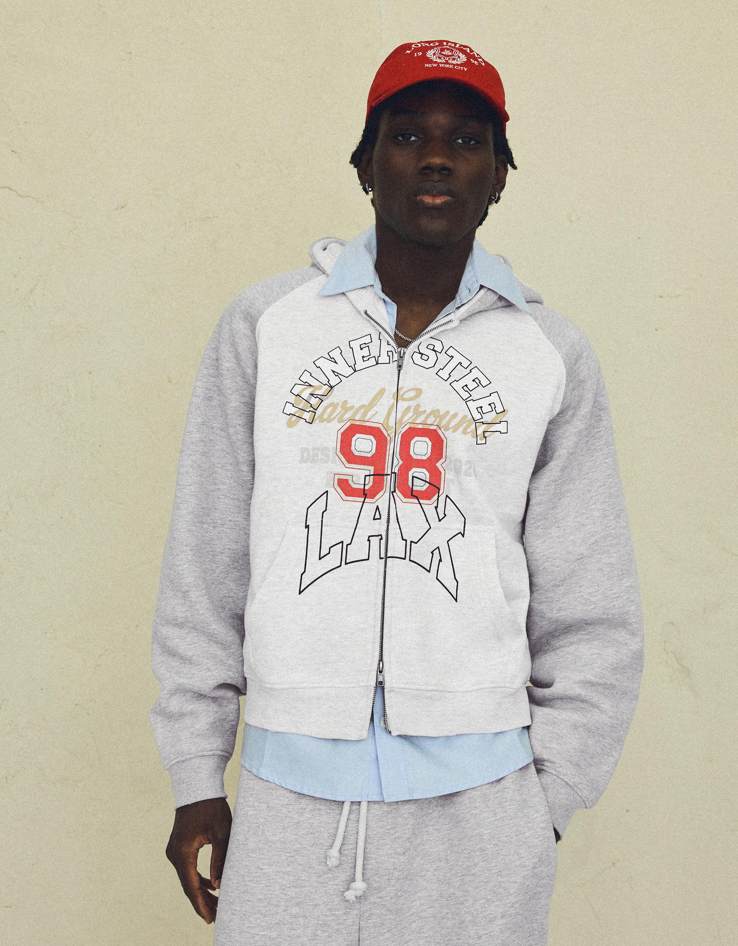 Raglan print hoodie — Grey