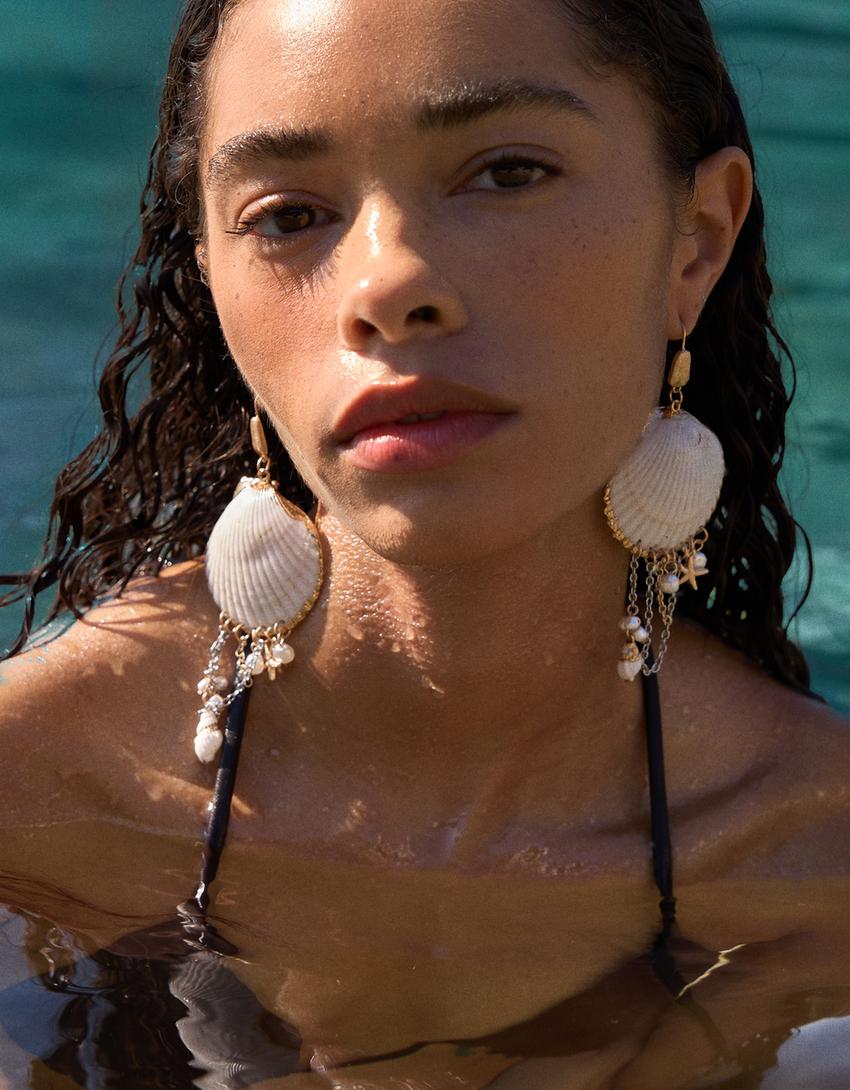 Boucles d'oreilles pendantes coquillages-Or-0
