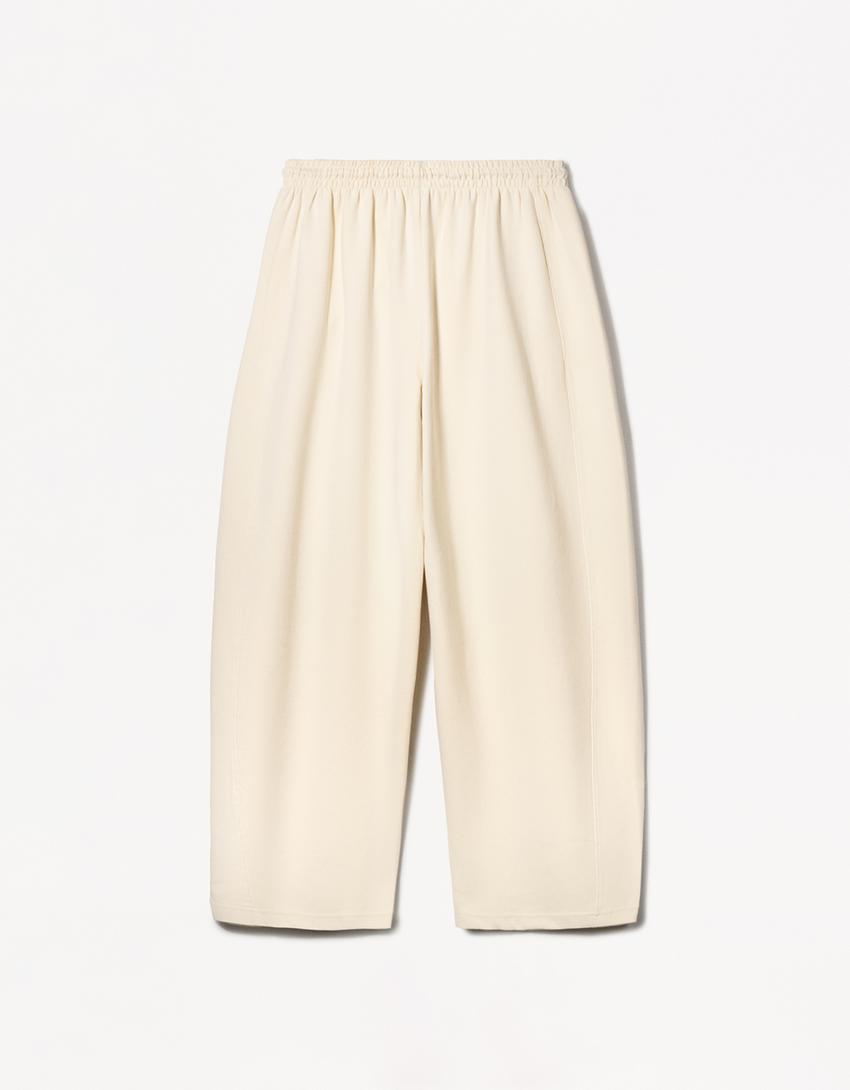 Pamuklu barrel fit pantolon-Kum rengi-5