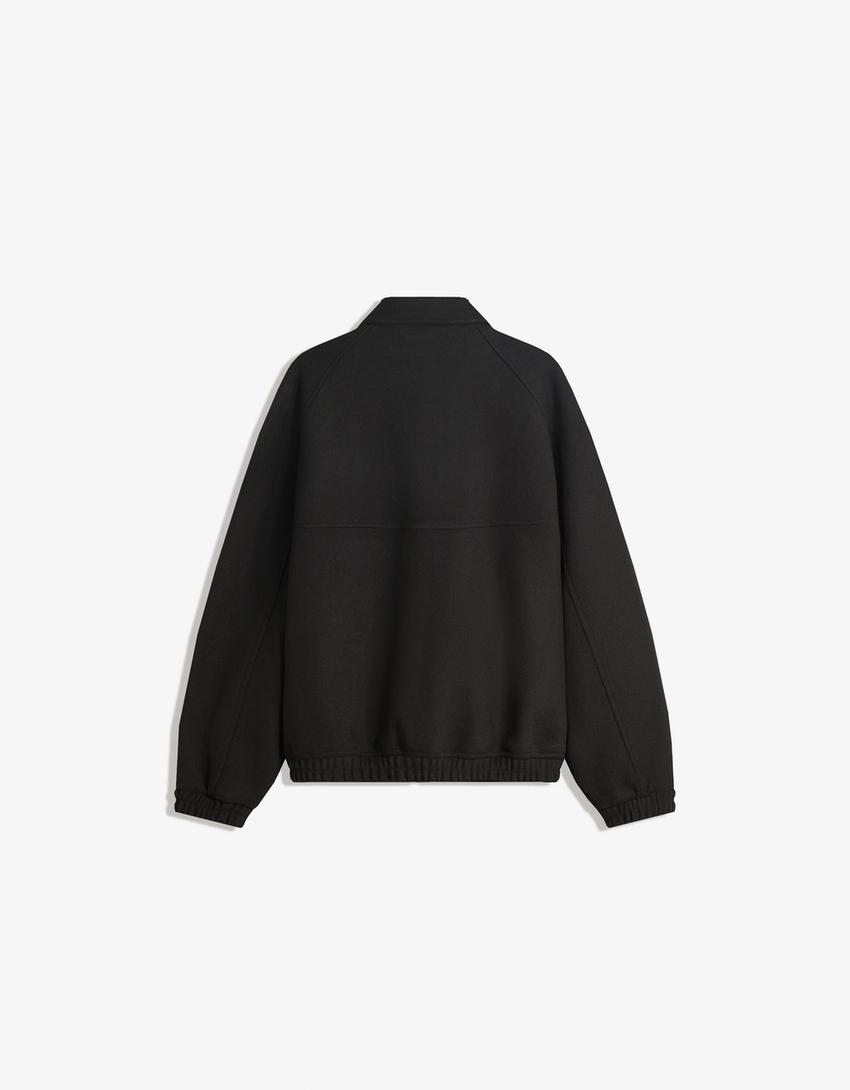 Synthetic wool trucker jacket-Black