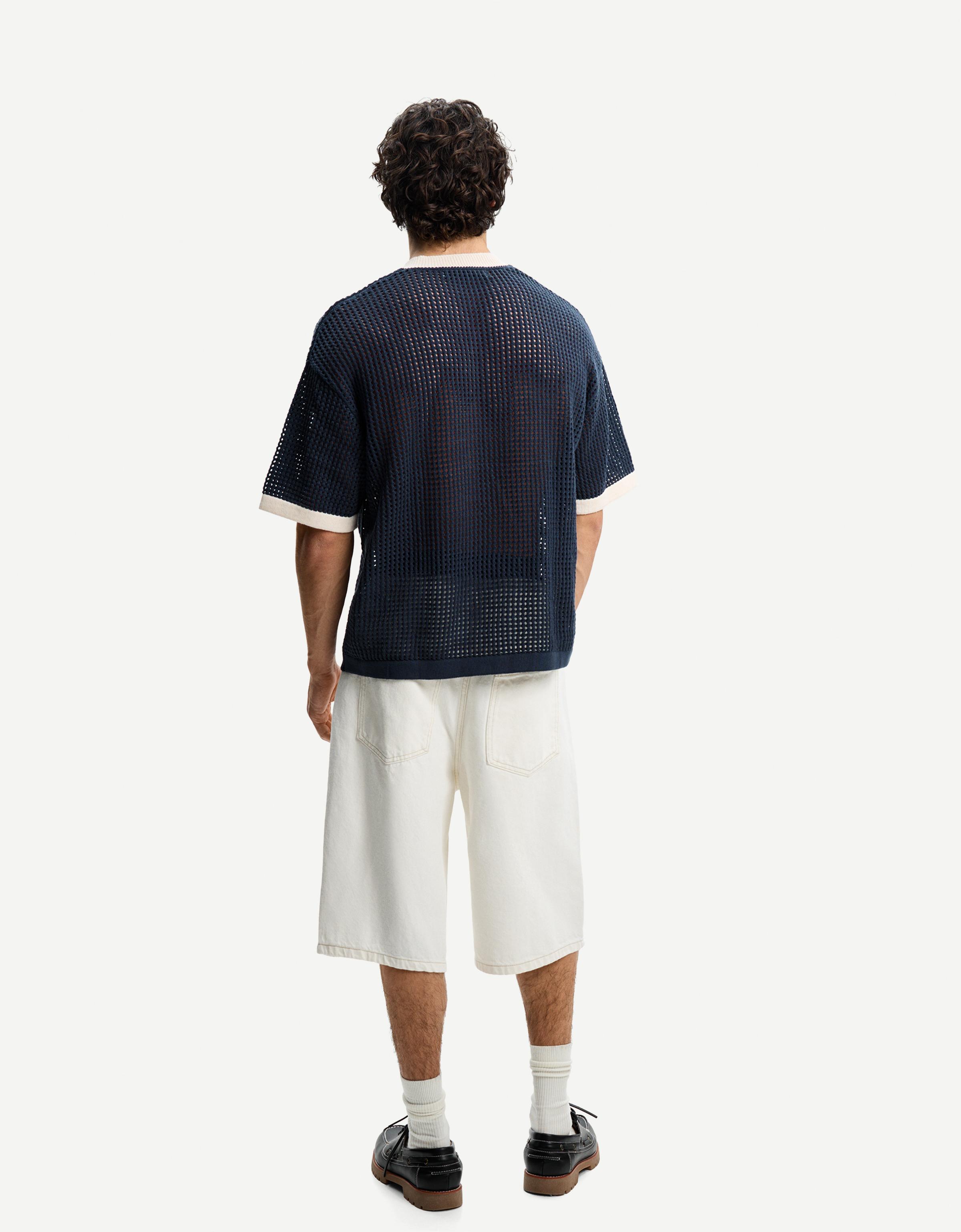 【BERSHKA】S/S Mesh Sports T-Shirts ベルシュカ Short sleeve sporty mesh T-shirt - T-shirts - Men | Bershka
