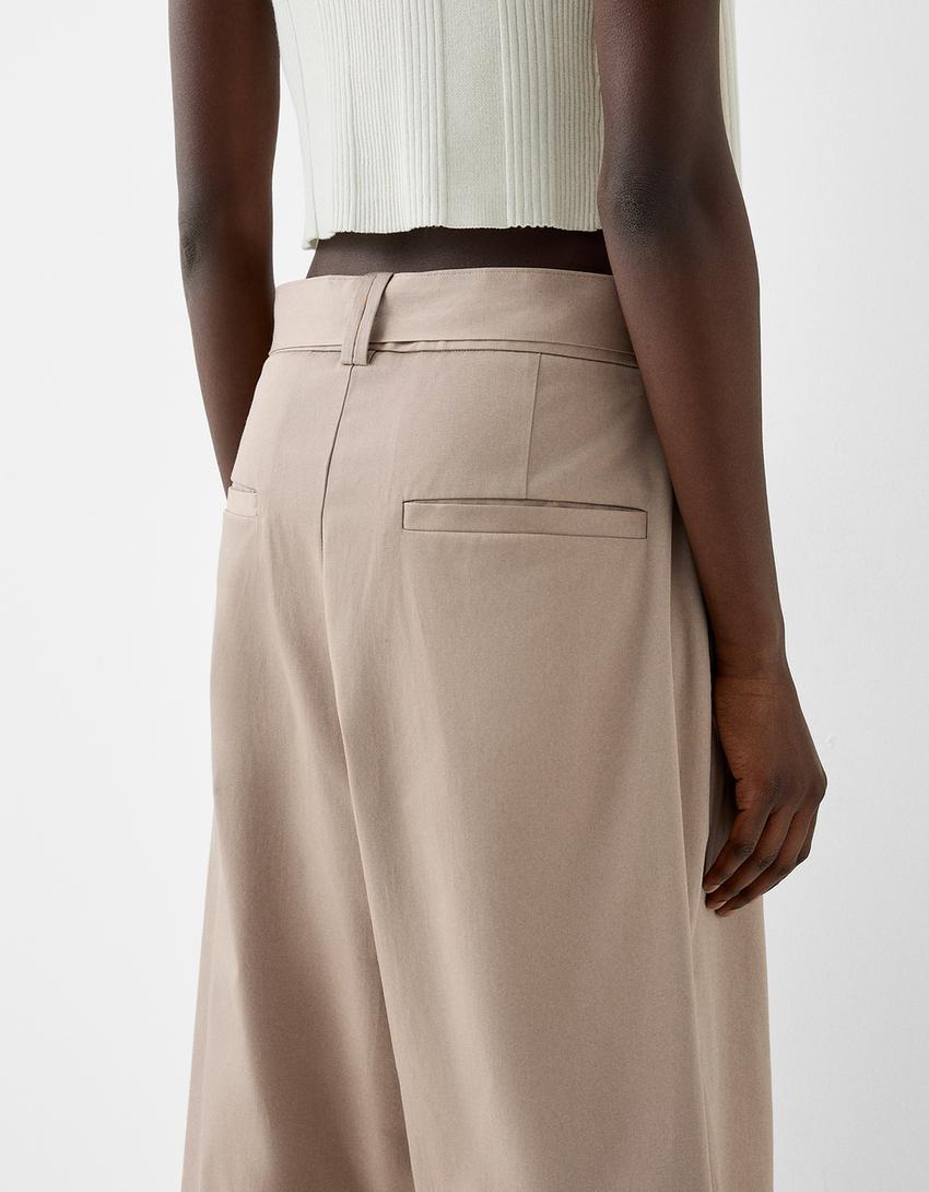 Super baggy trousers with belt-Sand-6