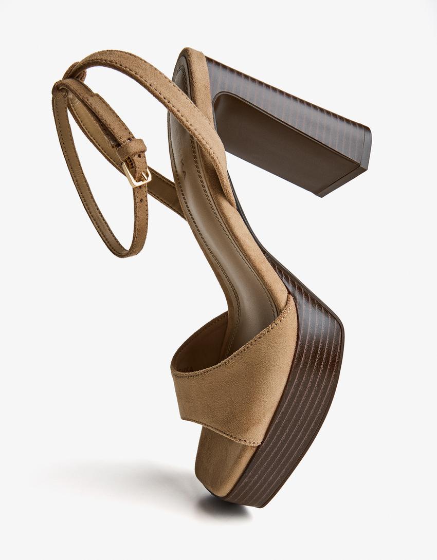 High-heel platform sandals-ECRU