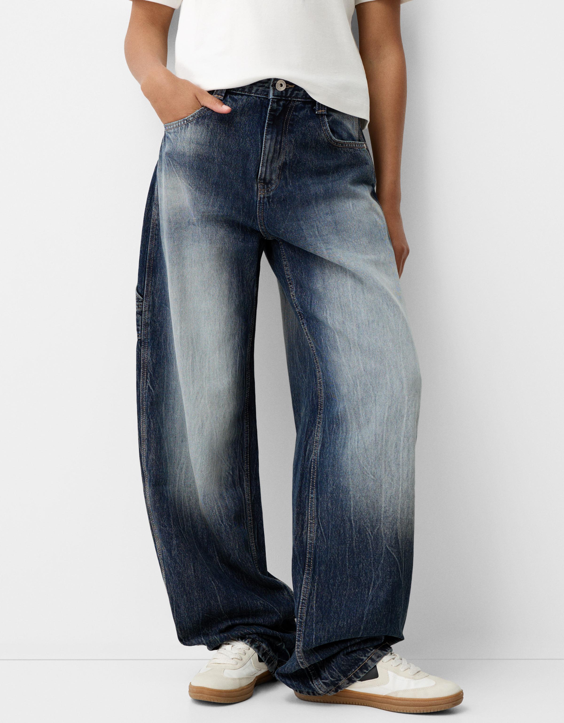 【BAON】[unisex] Pihyo Carpenter Balloon Denim Wide Pants Balloon Carpenter Shine Denim Jeans – Boiilife