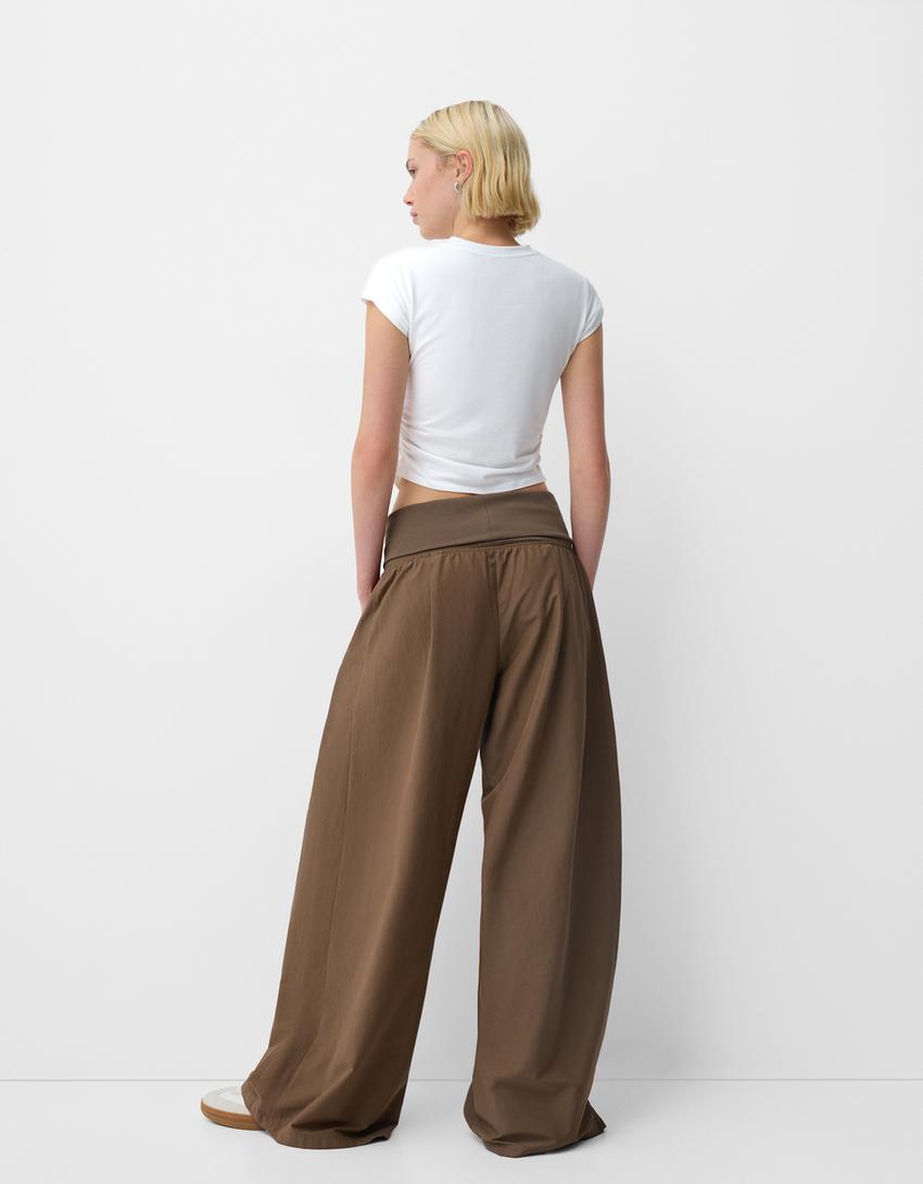 Wide-leg trousers with fold-over waist