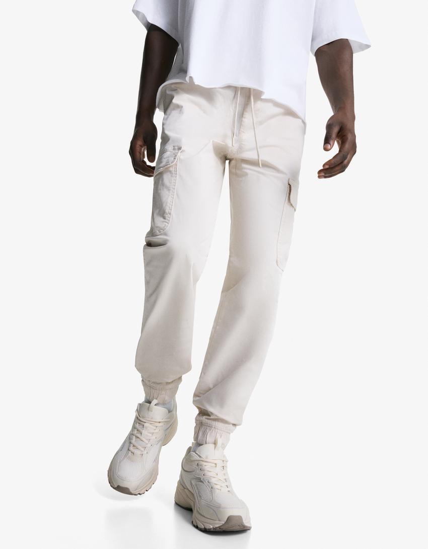 Cargo jogger trousers-Sand