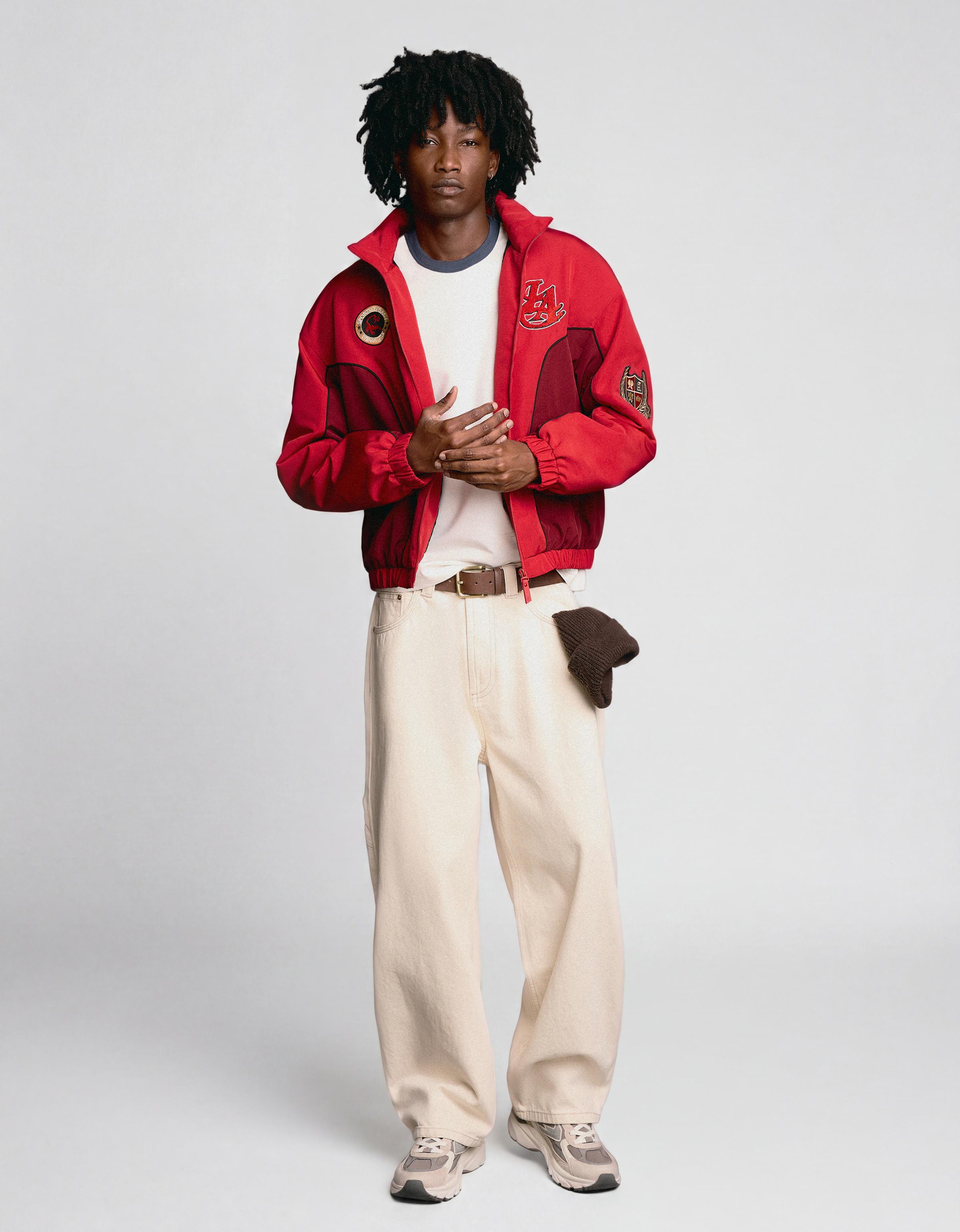 Printed zip-up jacket — Red