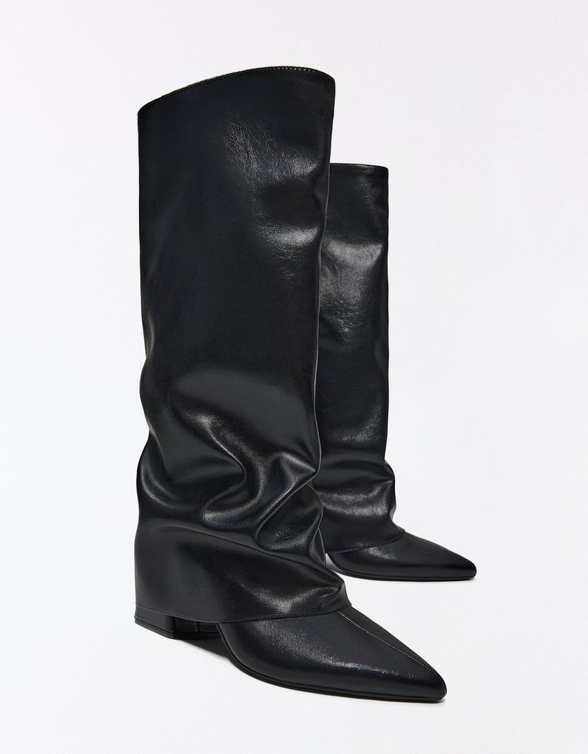 Heeled Trouser Boots-BLACK