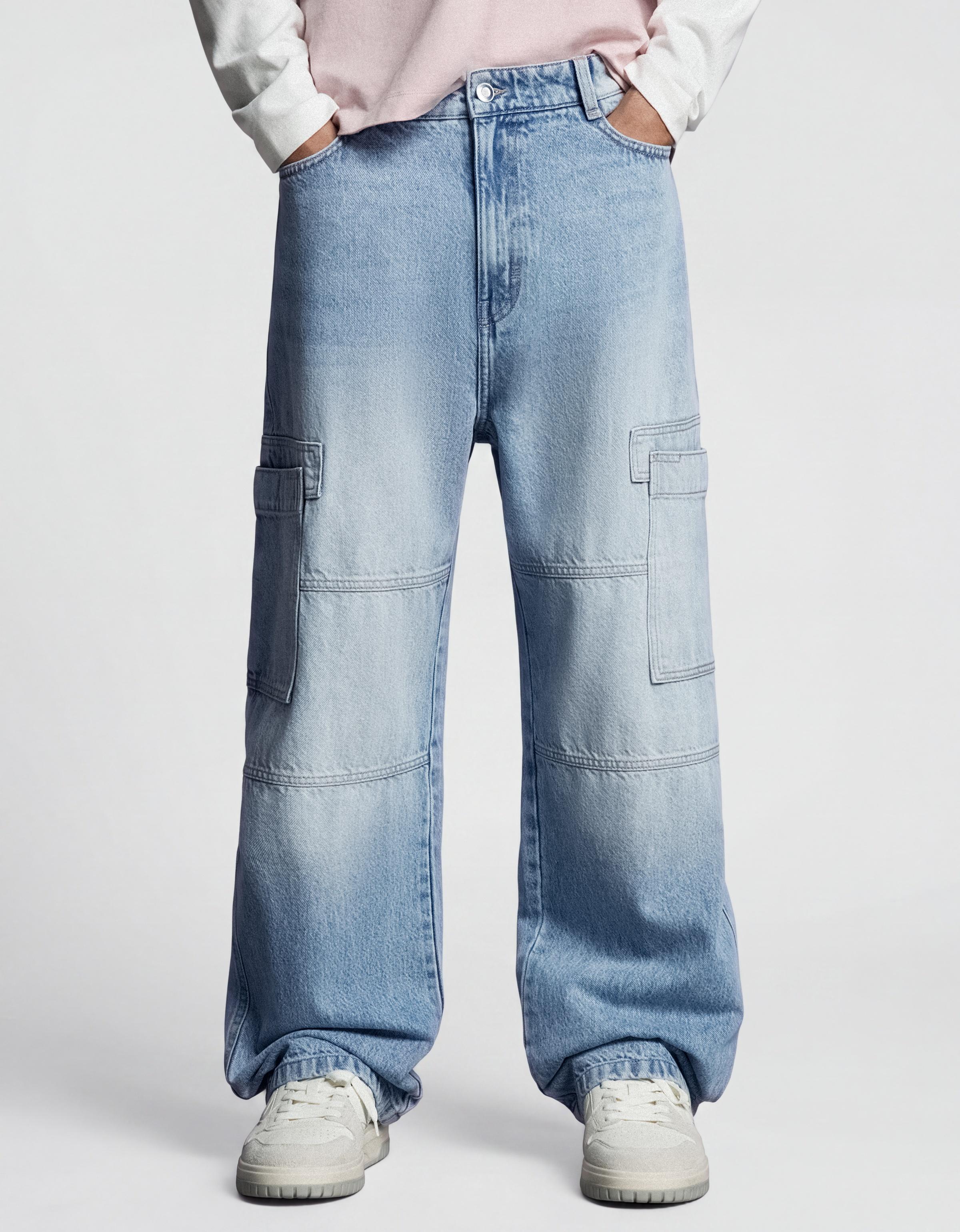Baggy cargo jeans — Light blue