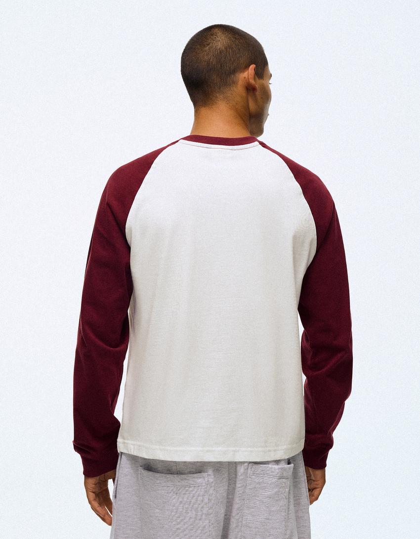 Reglan kol uzun kollu tişört-Bordo