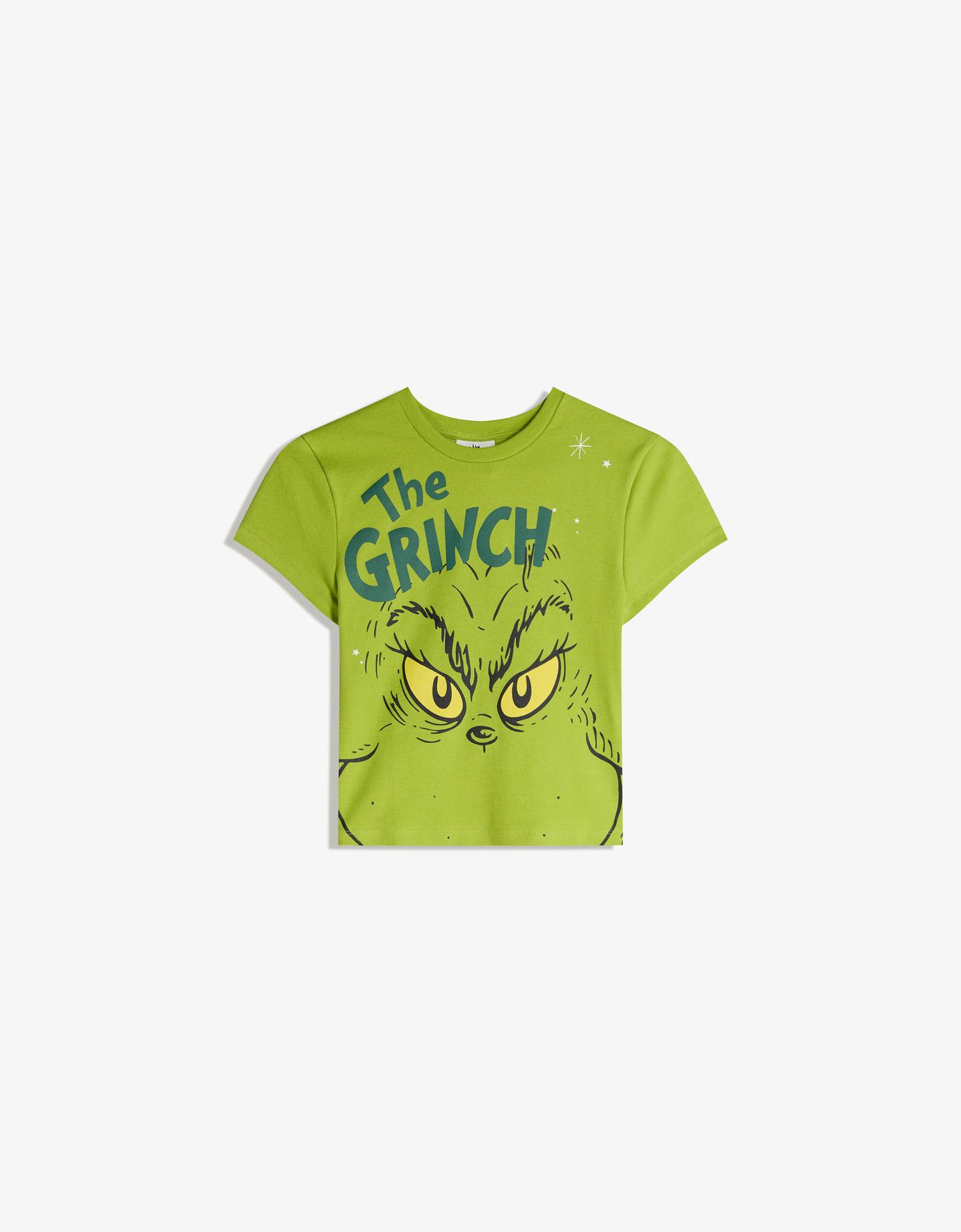Bershka koszulka the grinch z krótkim rękawem i nadrukiem zielony