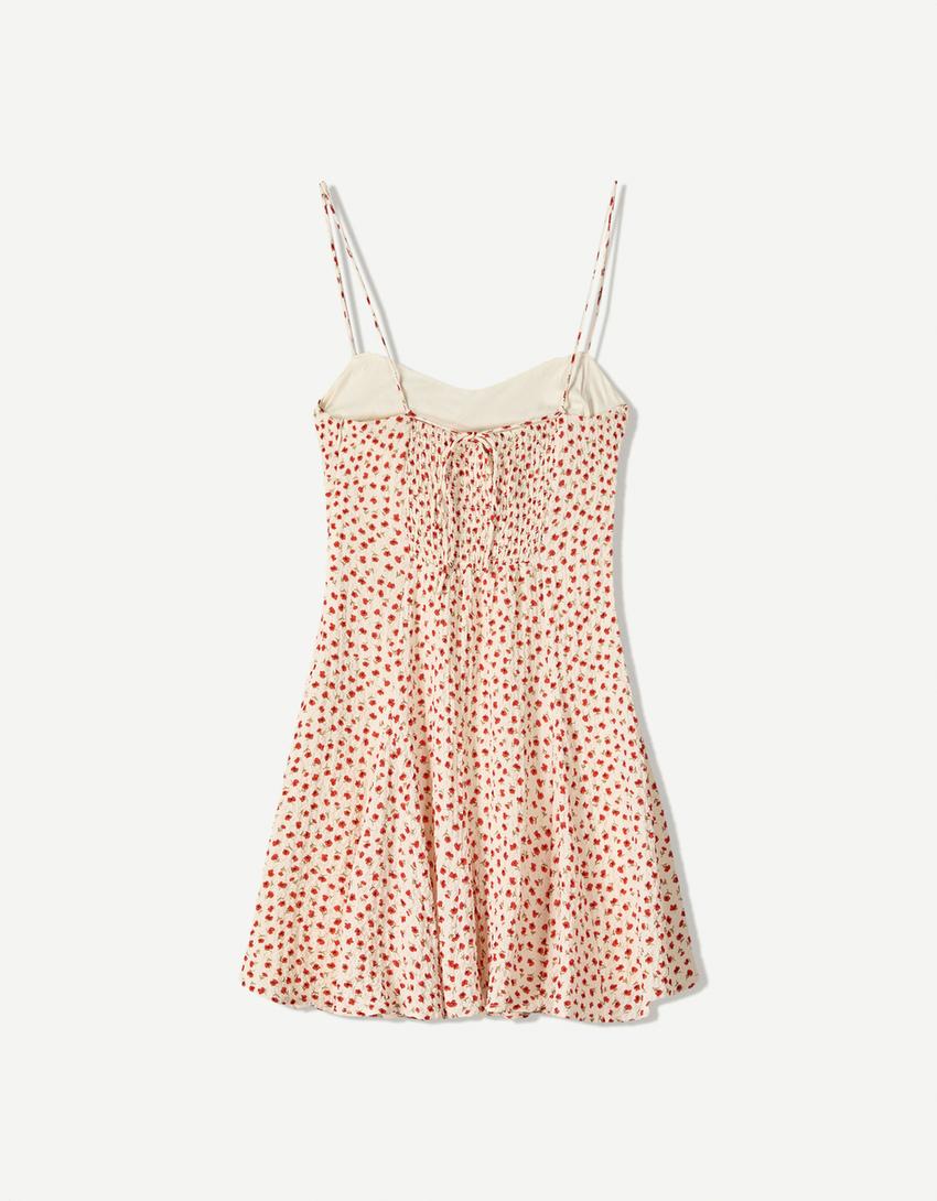 Minikleid mit Blumenprint und Trägern-Kombiniert