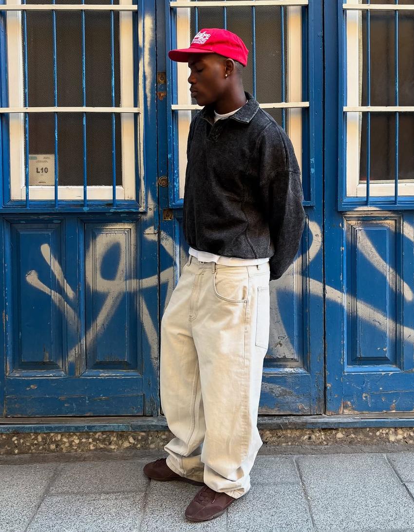 Jeans super baggy fit-Cinza