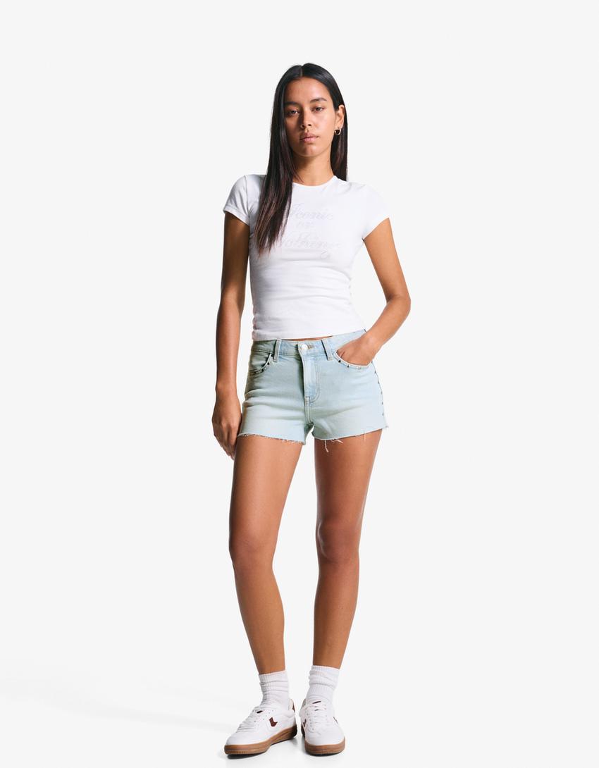 Short denim tachas-Azul claro