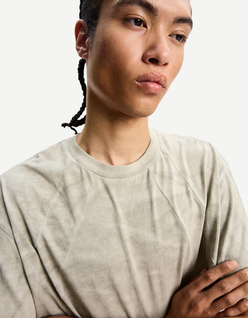 Faded short sleeve T-shirt-Camel-2