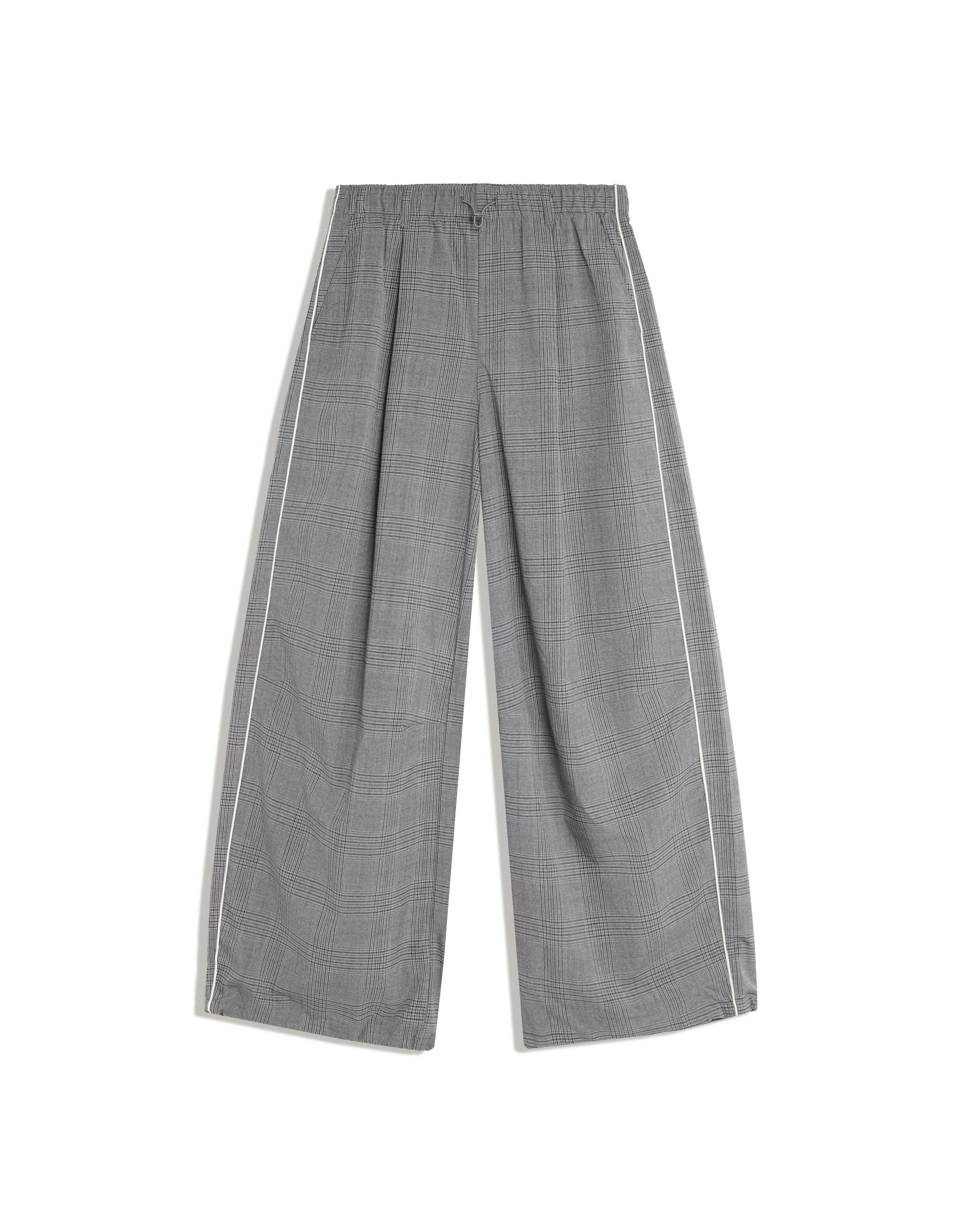 Checked pleat trousers — Grey