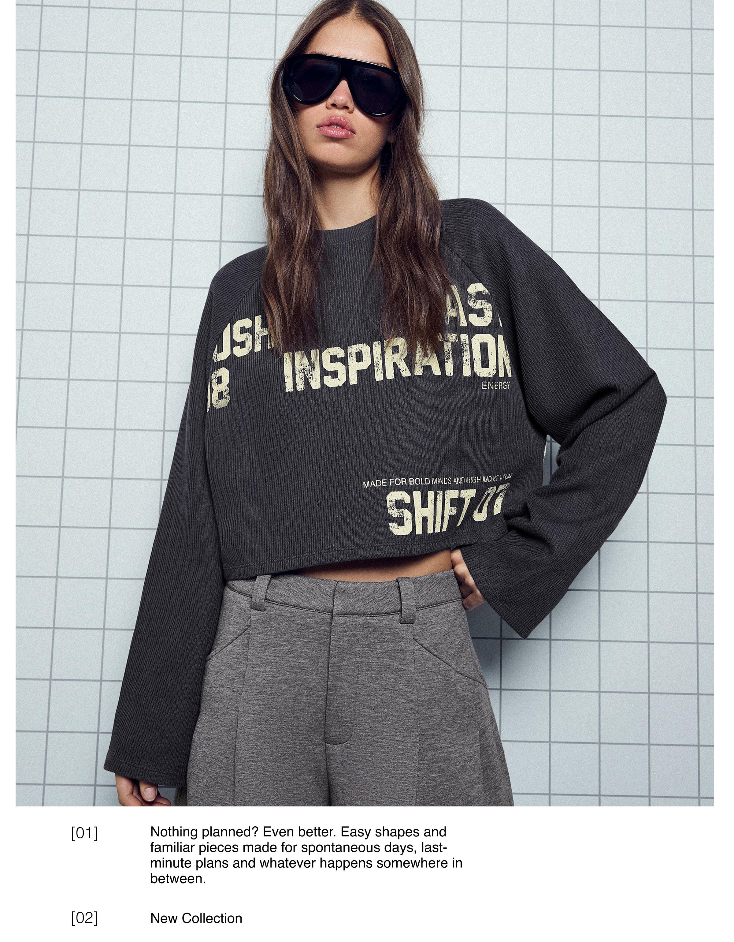 Bershka Bisiklet yaka baskılı sweatshirt görsel 8