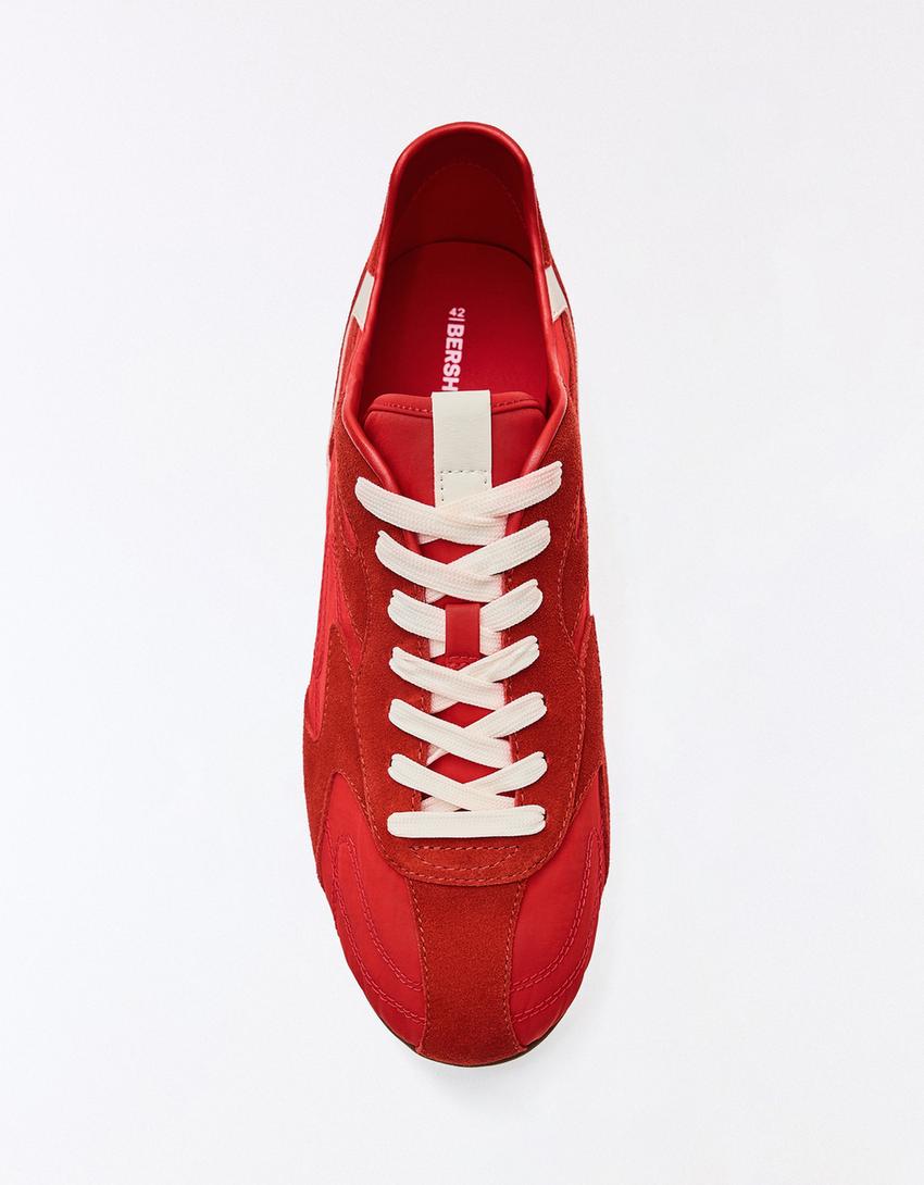 BASKETS STYLE RÉTRO FIN-Rouge