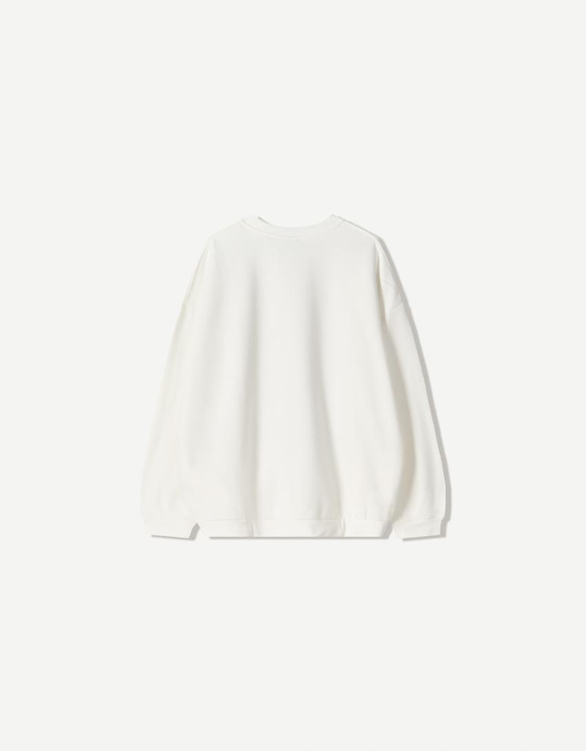 Oversized sweater met zakken-Gebroken Wit-4