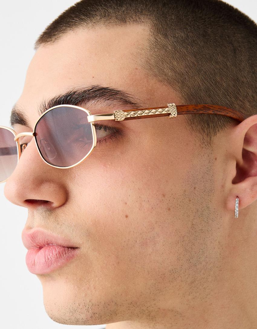 Lunettes de soleil en métal-Marron-0