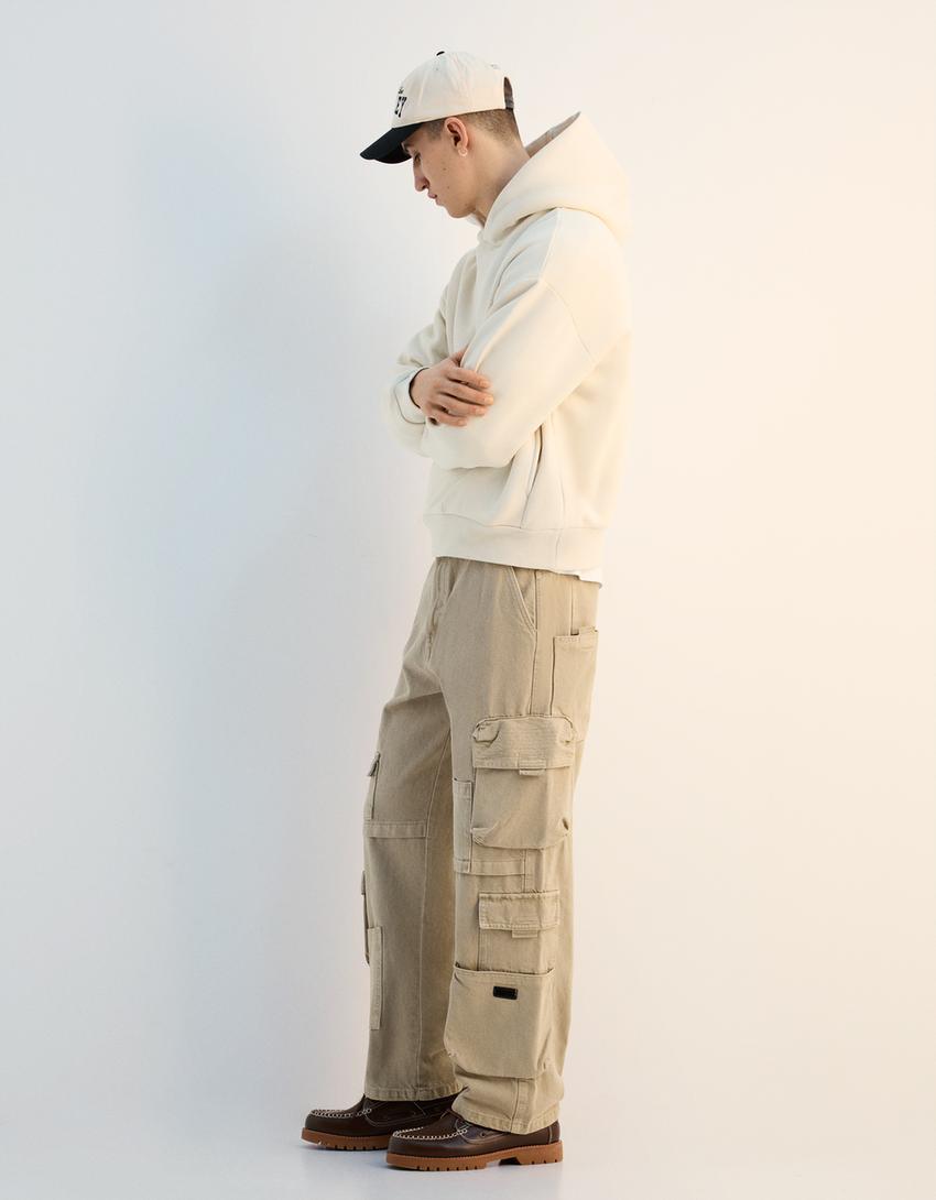 Multi-cargo baggy broek-Zand-3