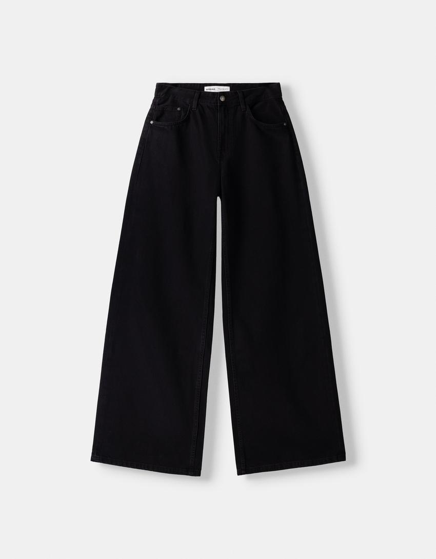 Wide-leg jeans-Black
