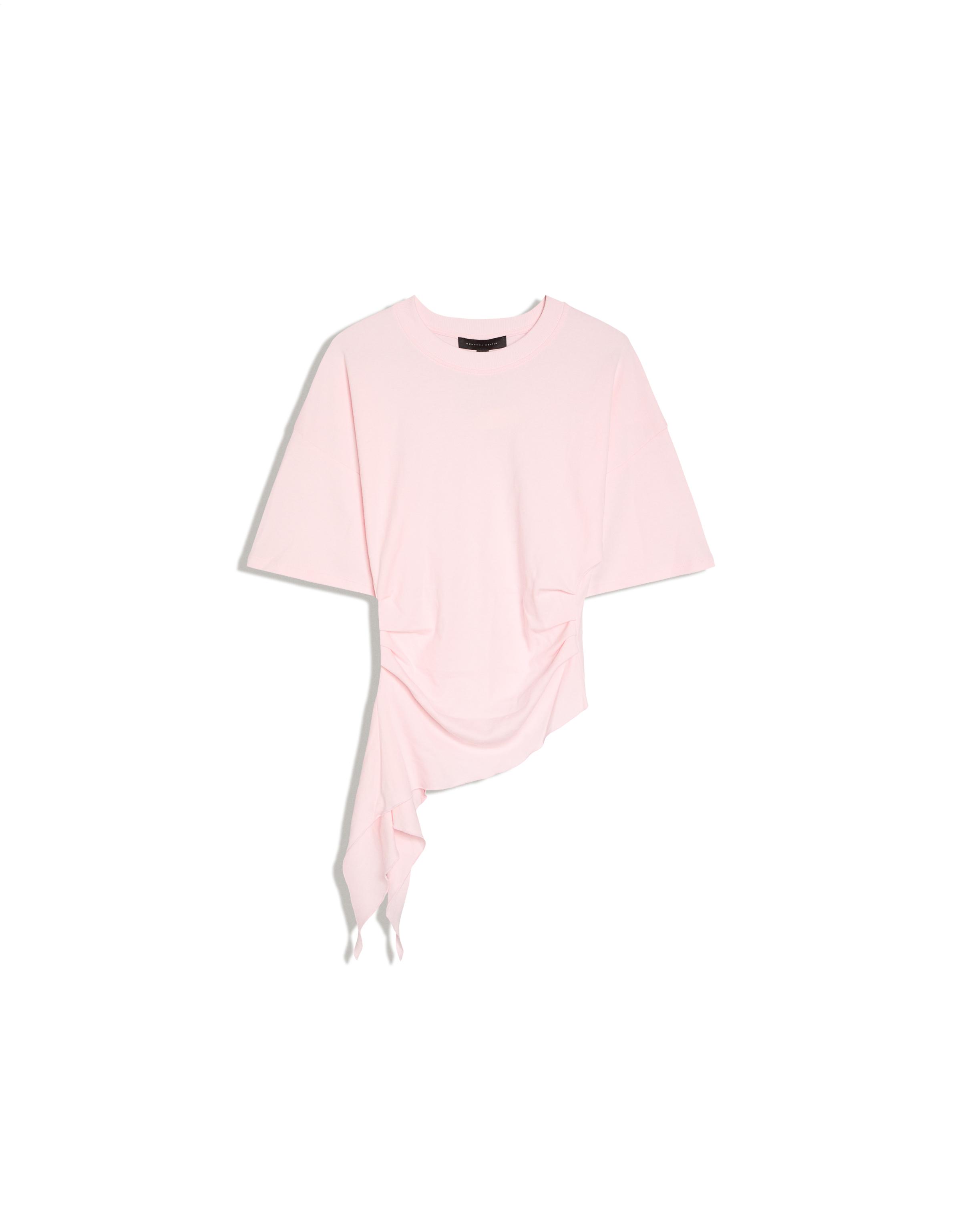 Short sleeve gathered T-shirt — Pink