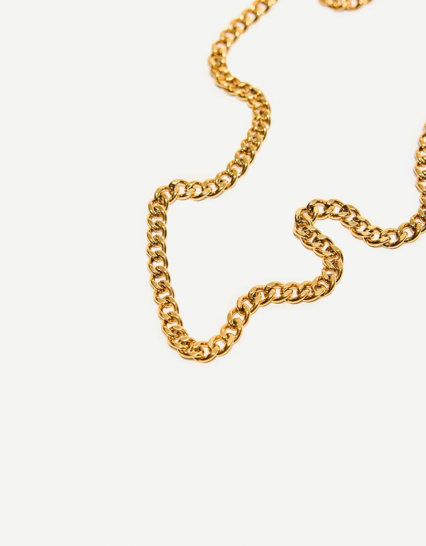 Collar cadena eslabones acero inoxidable-Oro-1