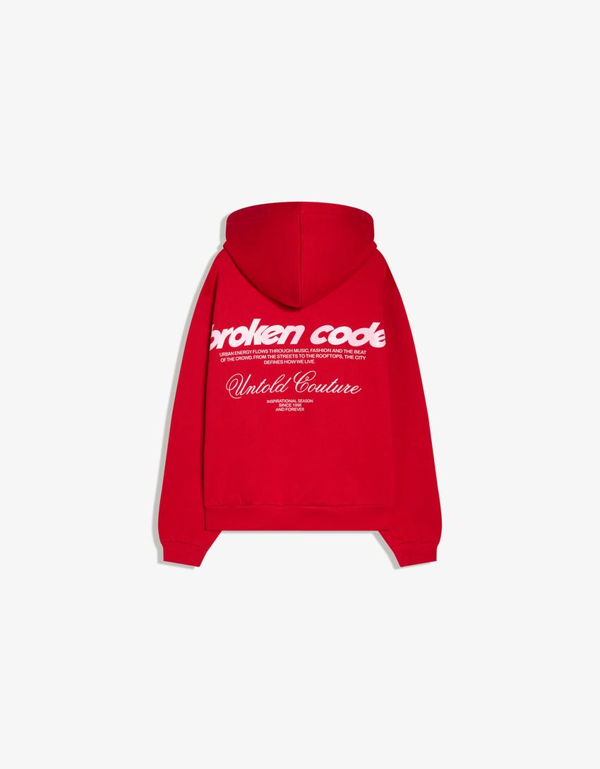Kapuzenpullover mit Print-Rot