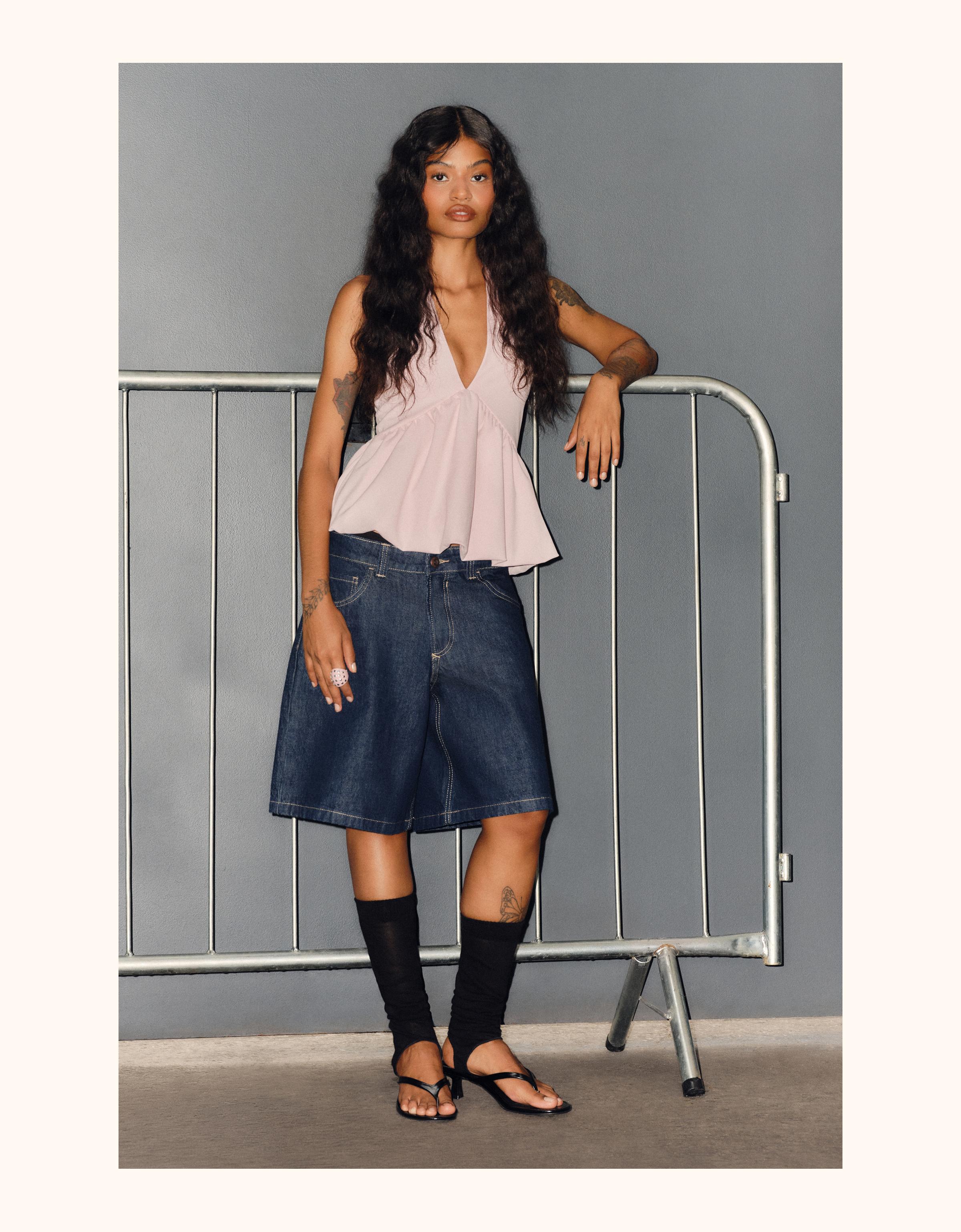 Baggy fit denim şort - Görsel 82