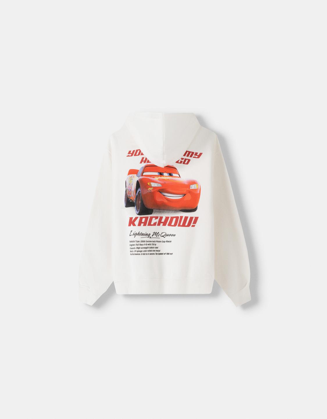 Araba görselli kapüşonlu sweatshirt