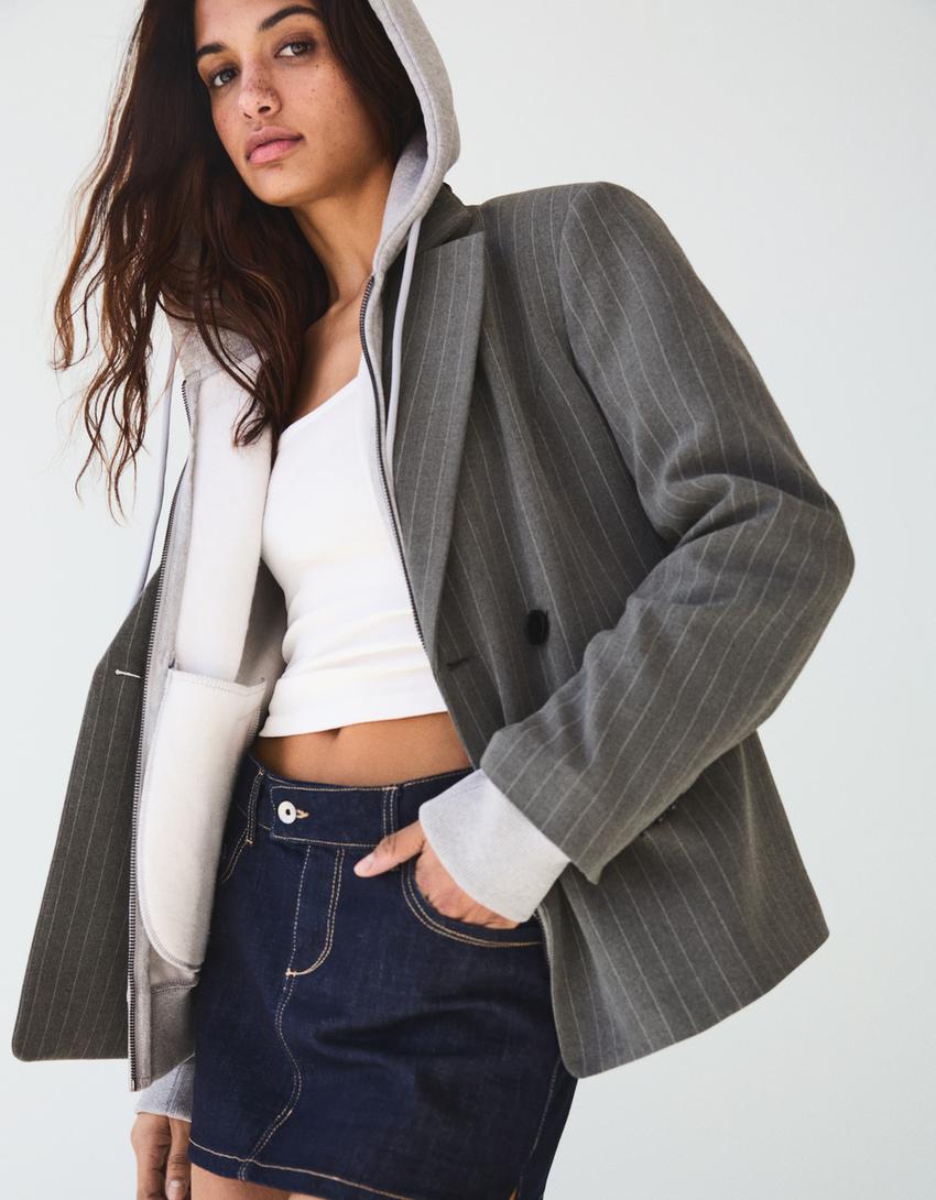 Blazer mit Taillenabnähern-Grau