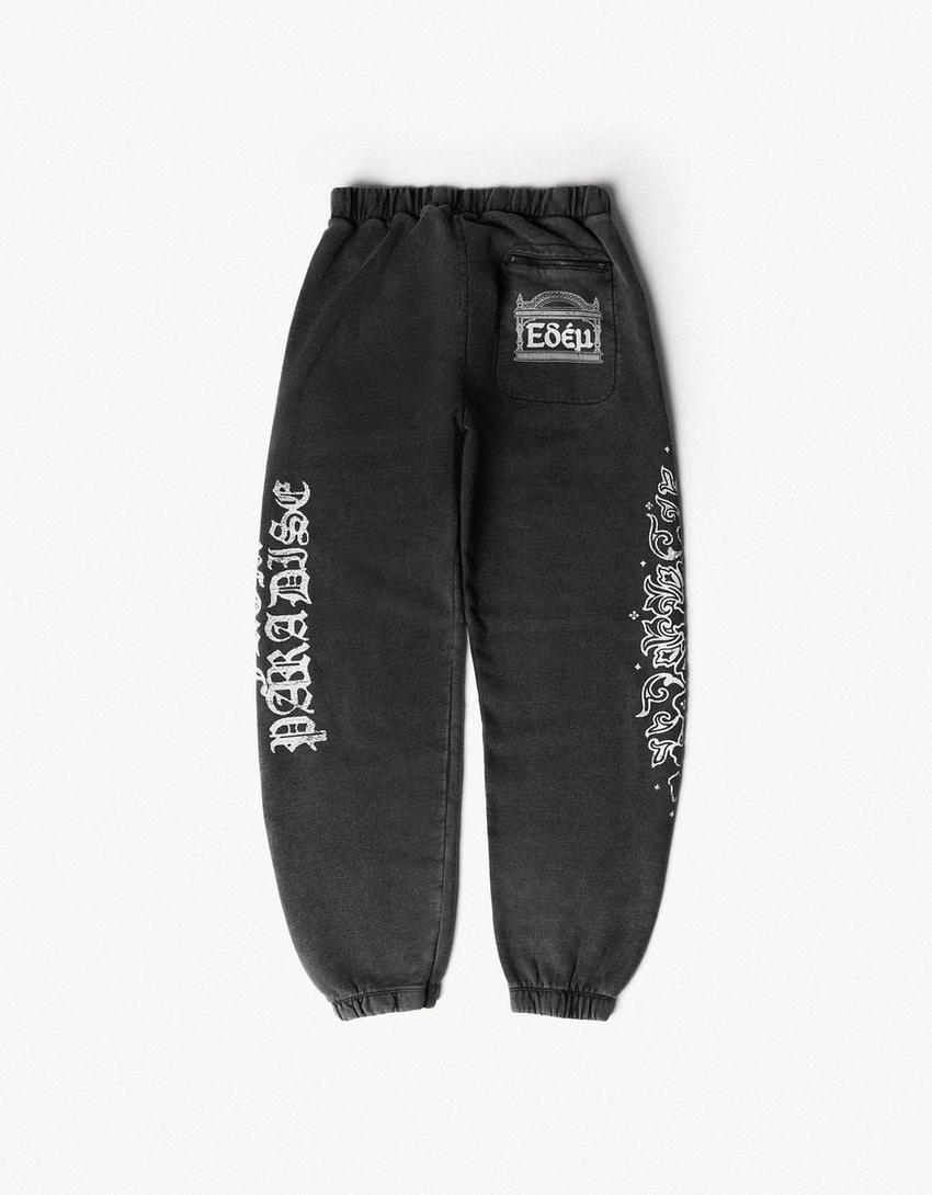 Yıkama efektli ARIES X BERSHKA jogger fit pantolon-Gri
