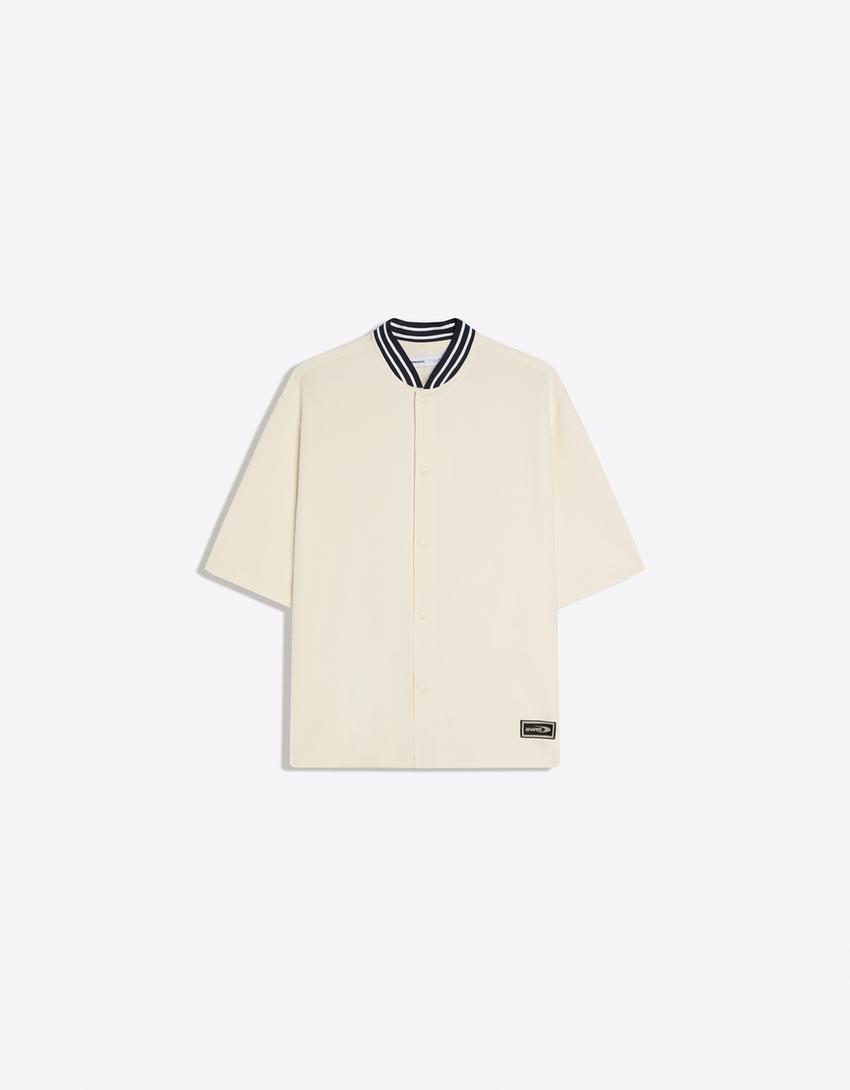 Camisa manga corta boxy print-Crudo