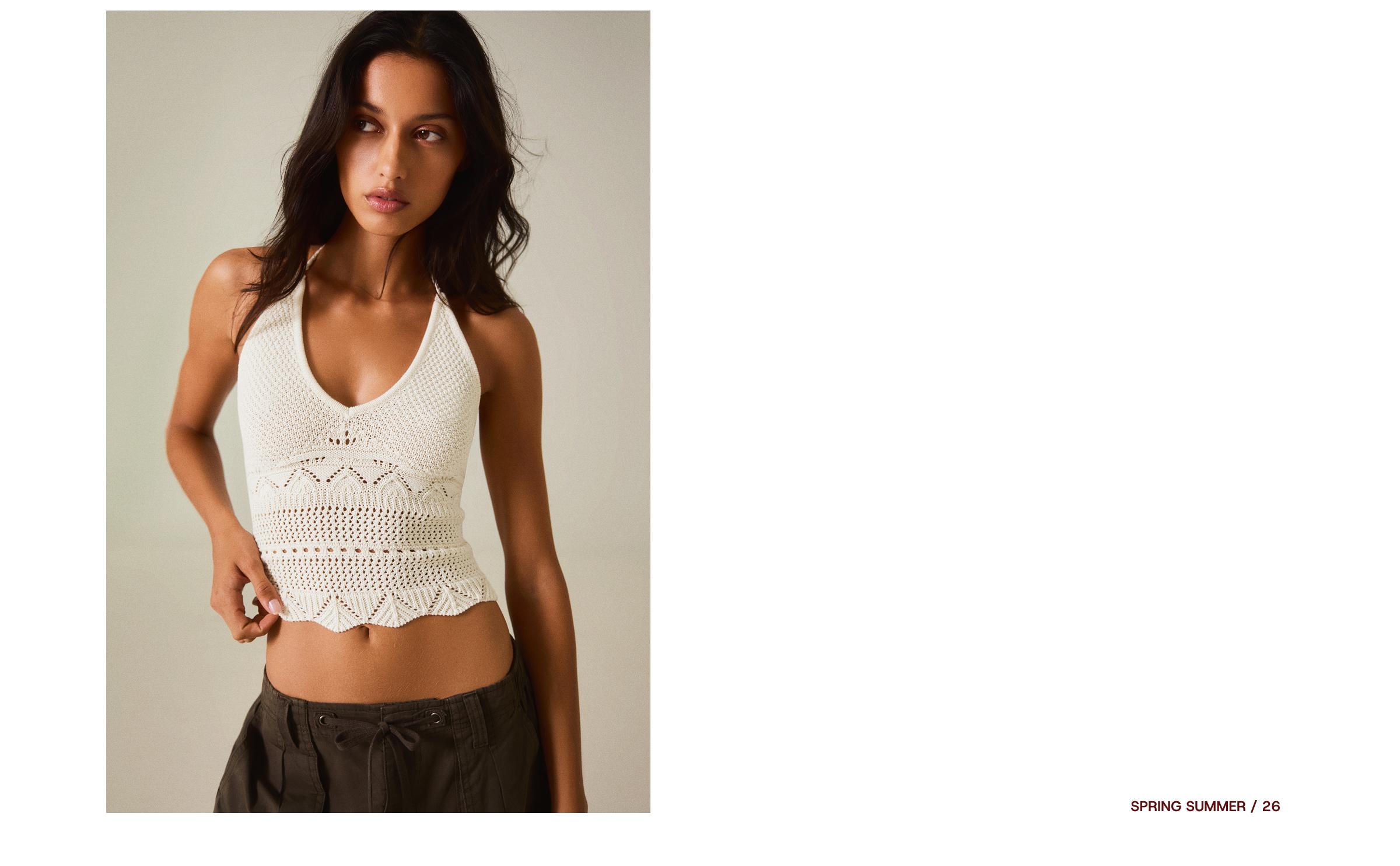 Rustic knit halter top — Cream