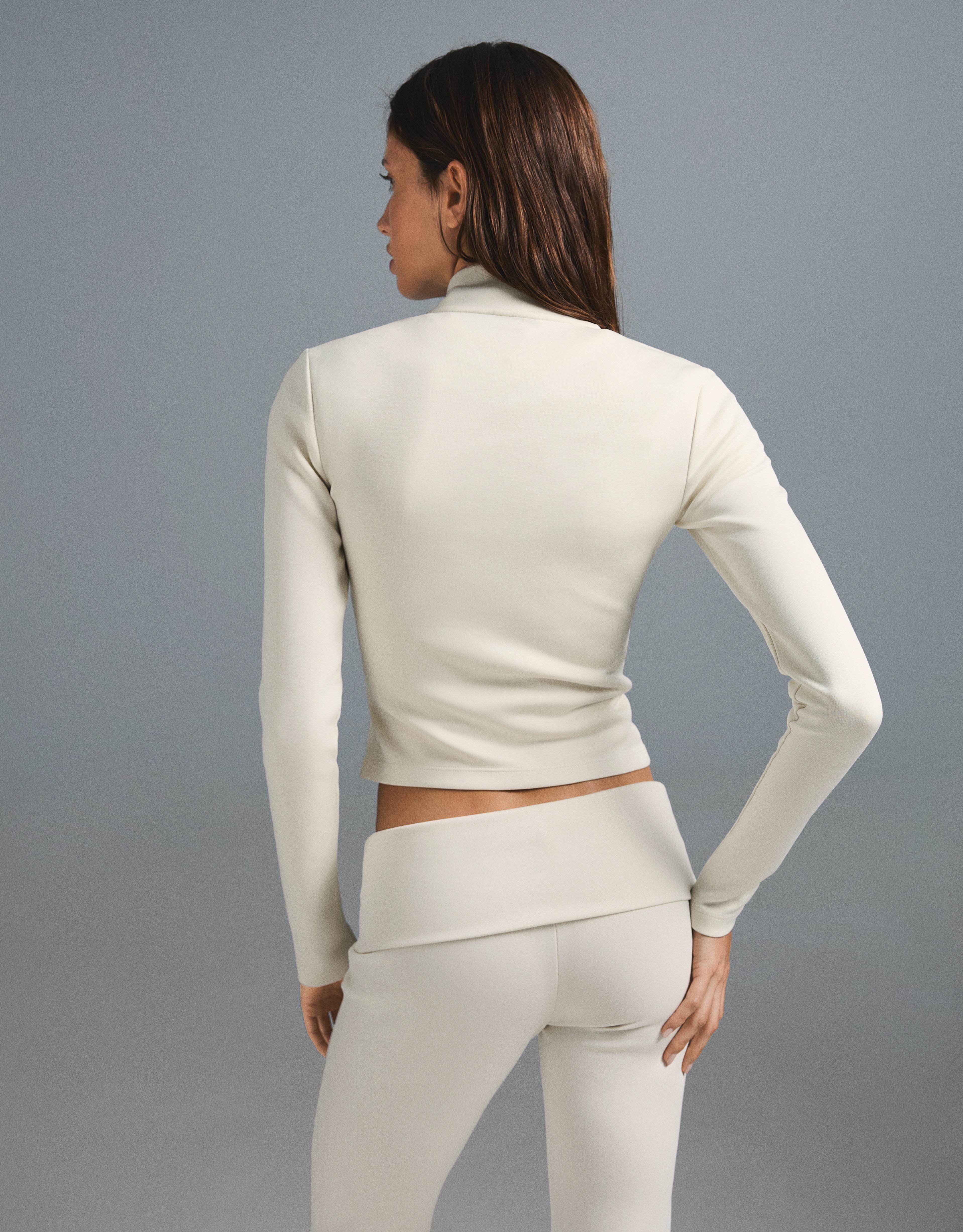 Ribbed zip jacket — Cream
