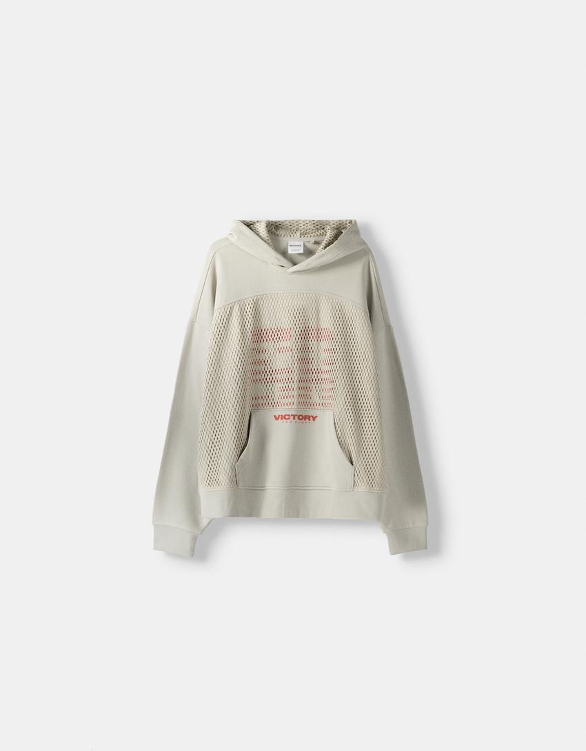 Sweat capuche mesh imprimé-Gris-4